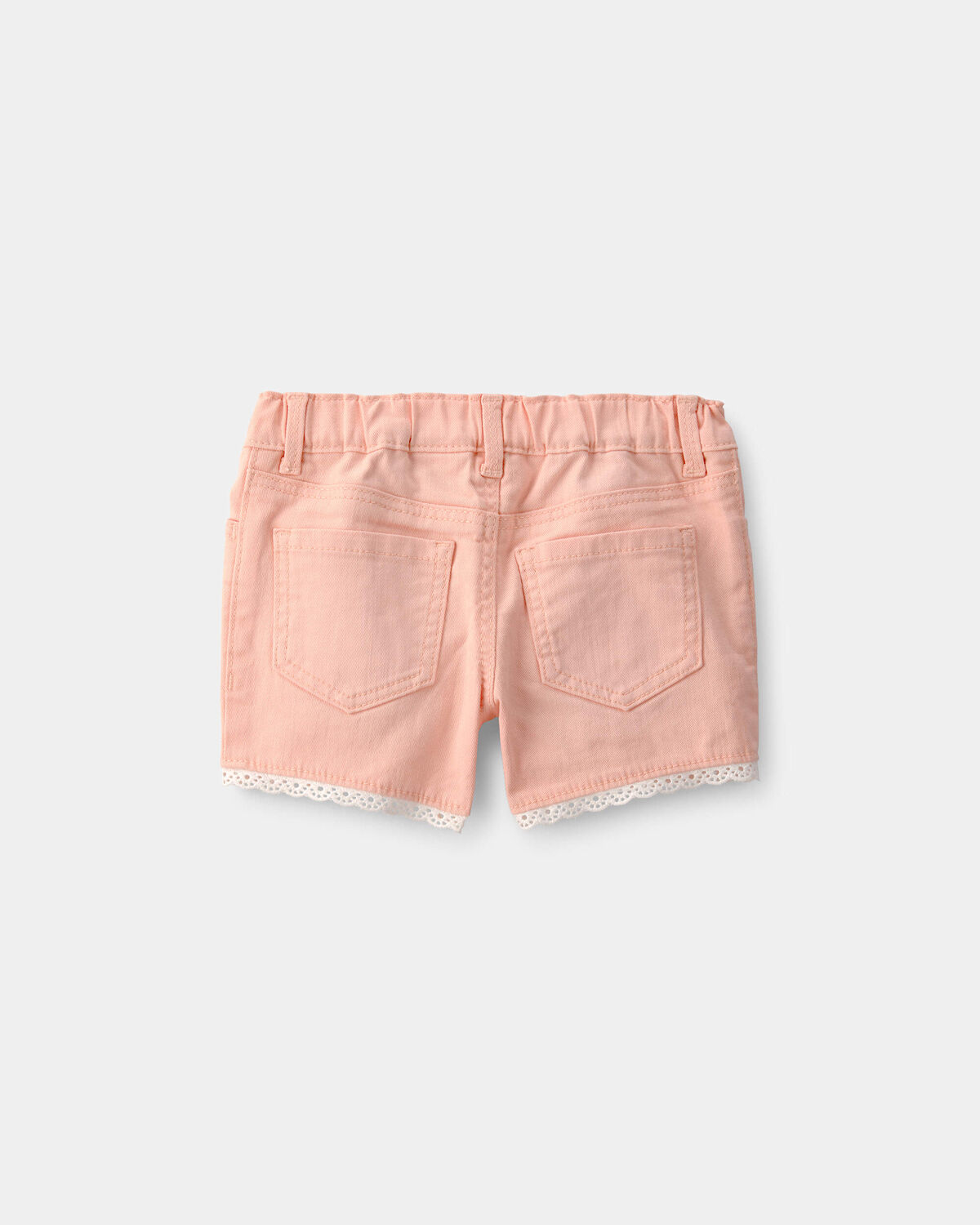 Toddler Girl Eyelet Trim Twill Shorts - Peach - Image 2