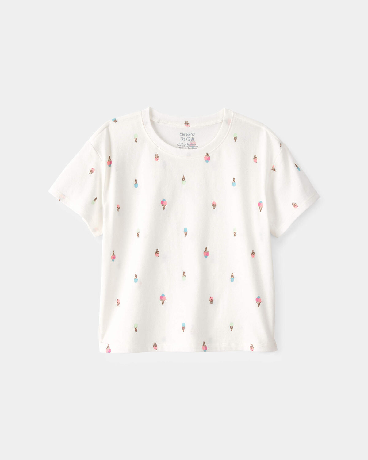 Toddler Girl Ice Cream Relaxed Top - Ivory