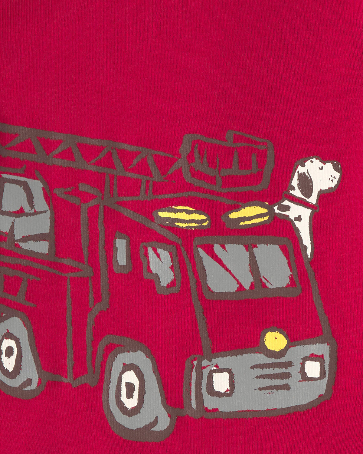 Toddler Boy Firetruck Striped 100% Cotton Snug Fit 4-Piece Pajama Set - Red/White - Image 2