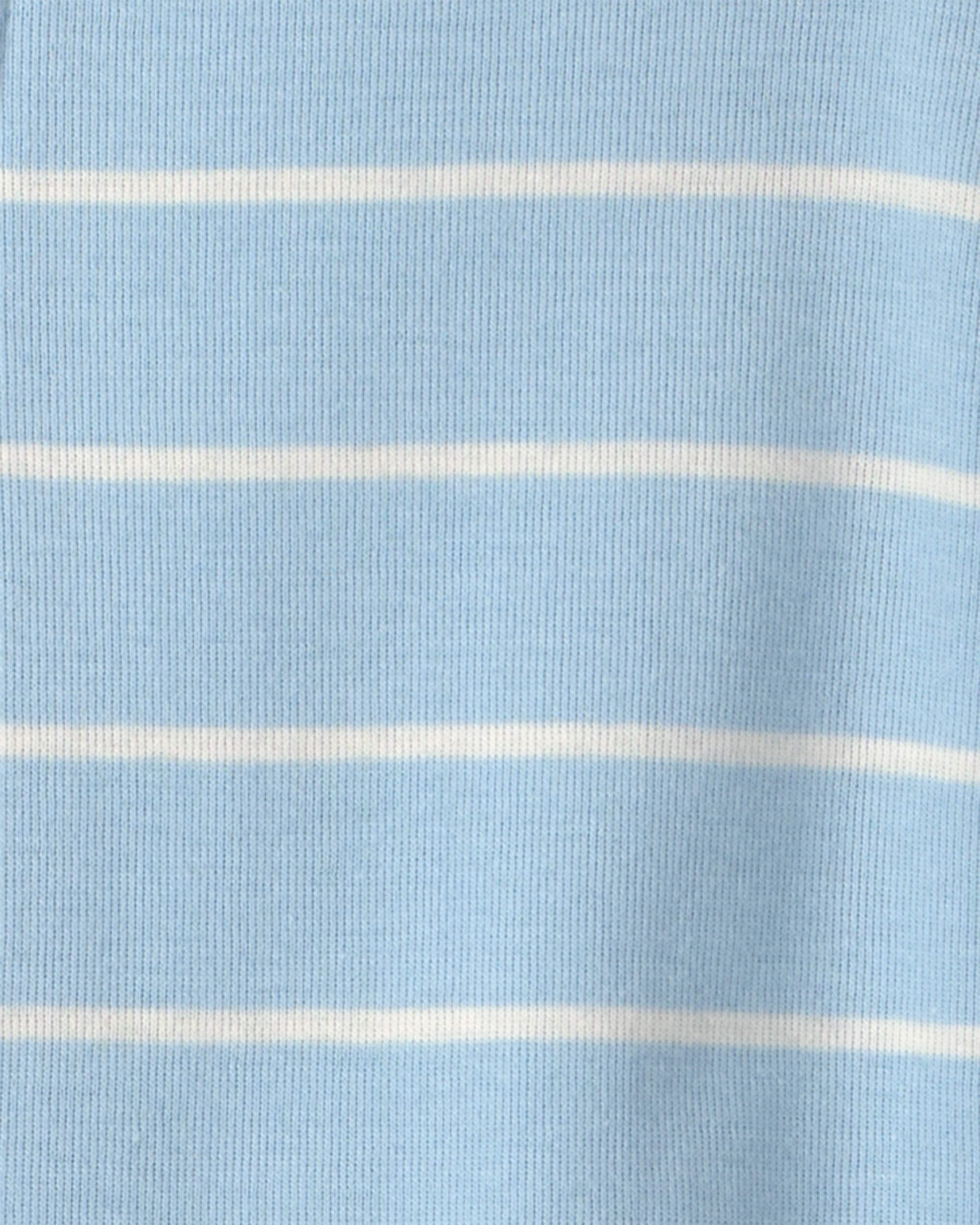 Toddler Boy Alligator Striped 100% Cotton Snug Fit 1-Piece Pajama - Blue - Image 4