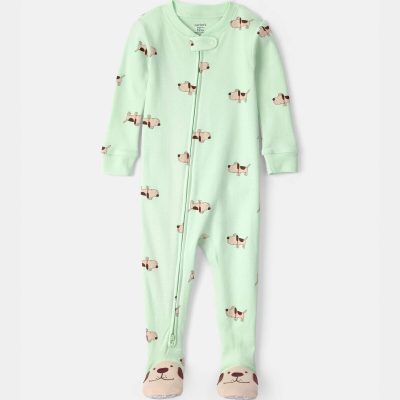 Toddler Dog 100% Cotton Snug Fit 1-Piece Pajama - Green