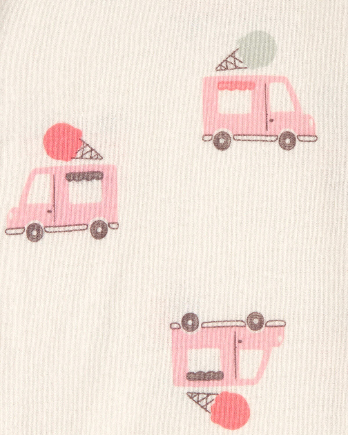Toddler Girl 2-Pack Ice Cream Truck 100% Cotton Snug Fit 1-Piece Pajama - Pink/Ivory - Image 3