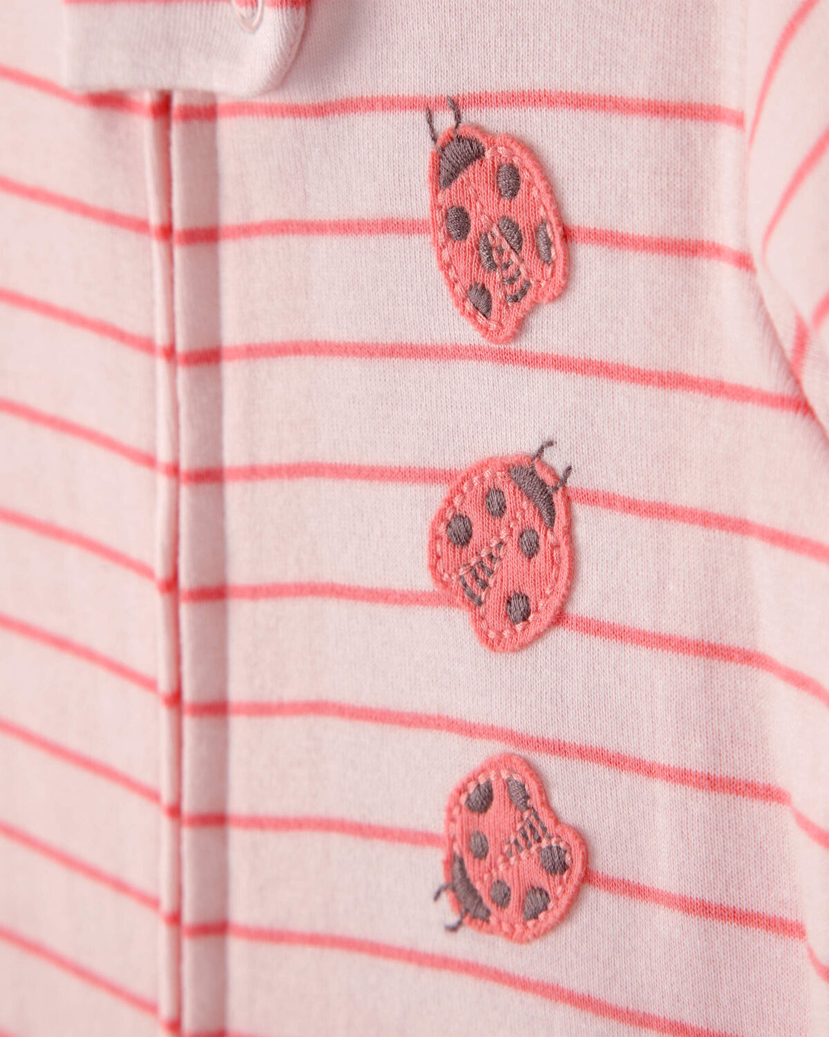 Toddler Girl Ladybug Striped 100% Cotton Snug Fit 1-Piece Pajama - Pink - Image 2