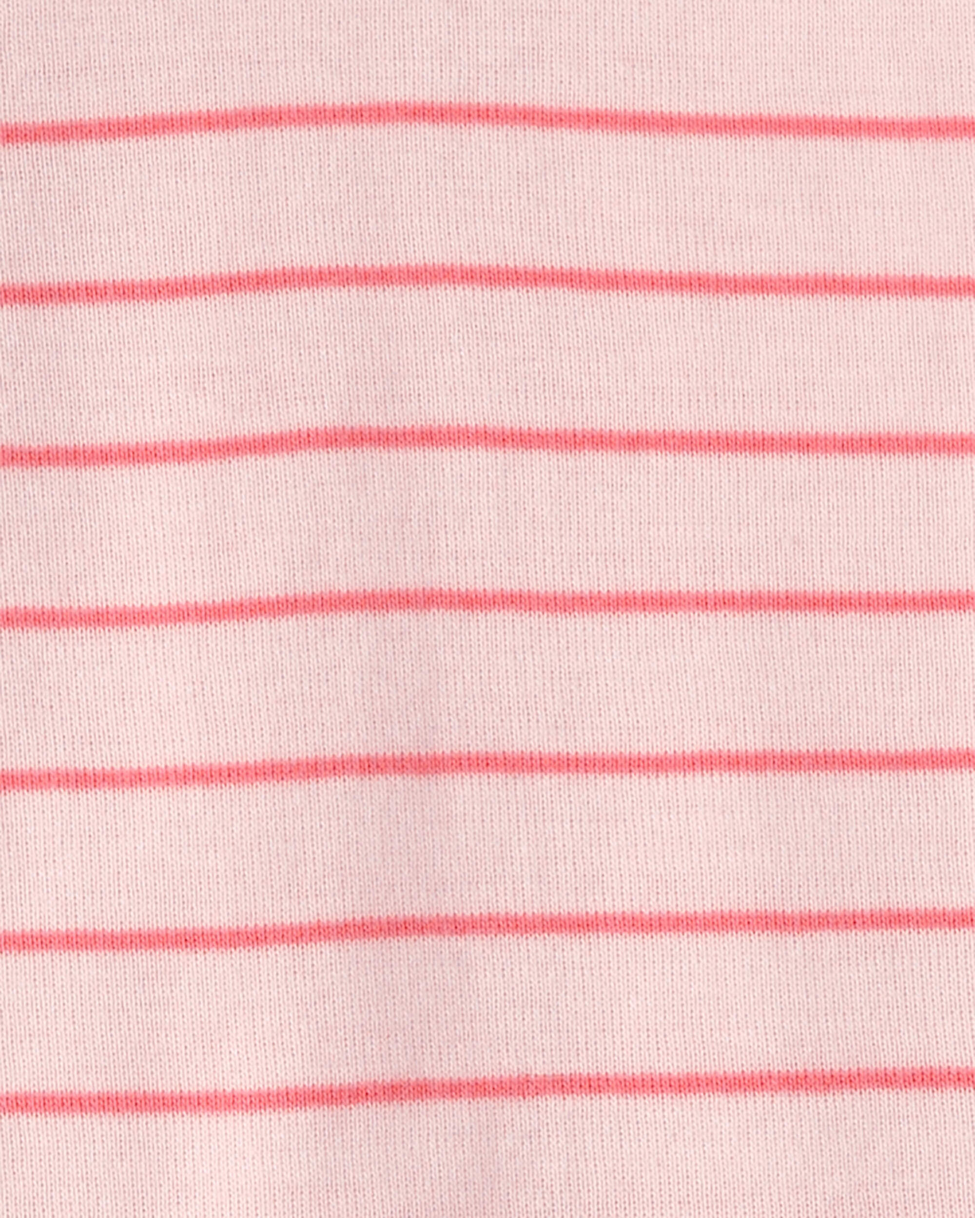 Toddler Girl Ladybug Striped 100% Cotton Snug Fit 1-Piece Pajama - Pink - Image 4