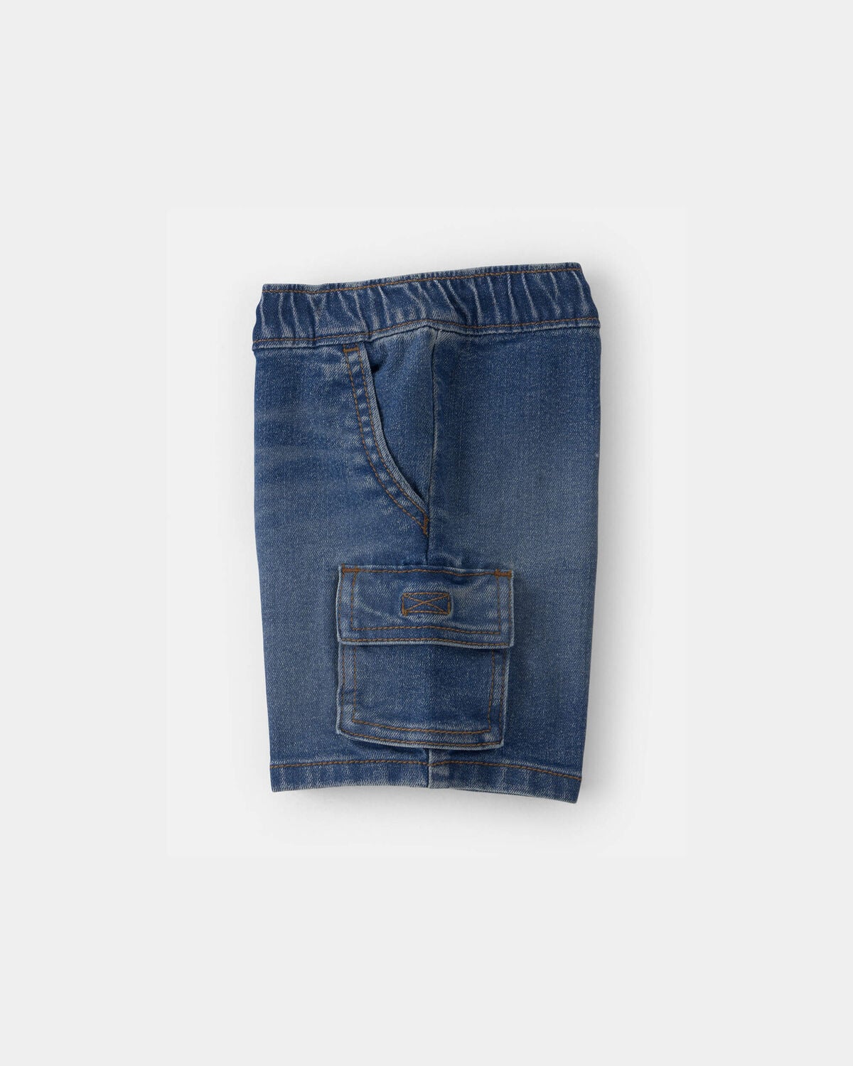 Toddler Boy Denim Drawstring Cargo Shorts - Dark Wash - Image 3