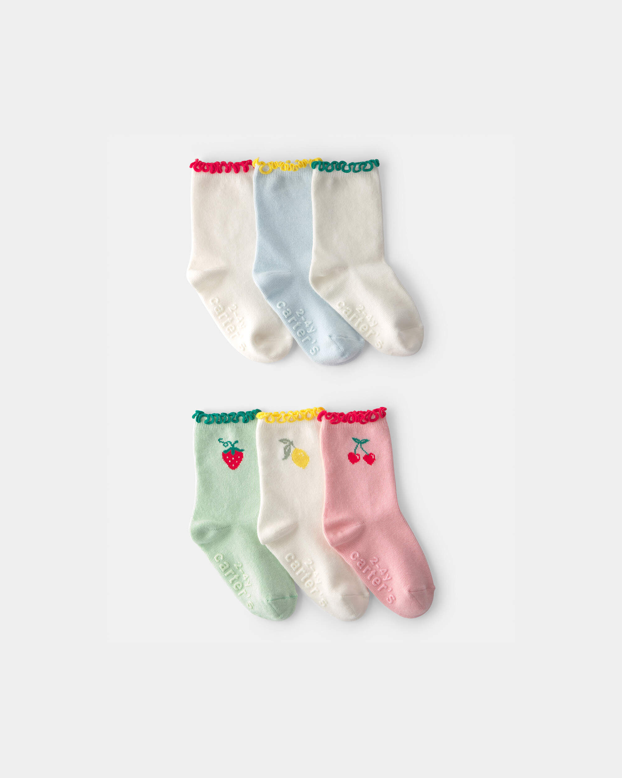 Toddler Girl 6-Pack Fruit Crew Socks - Image 2