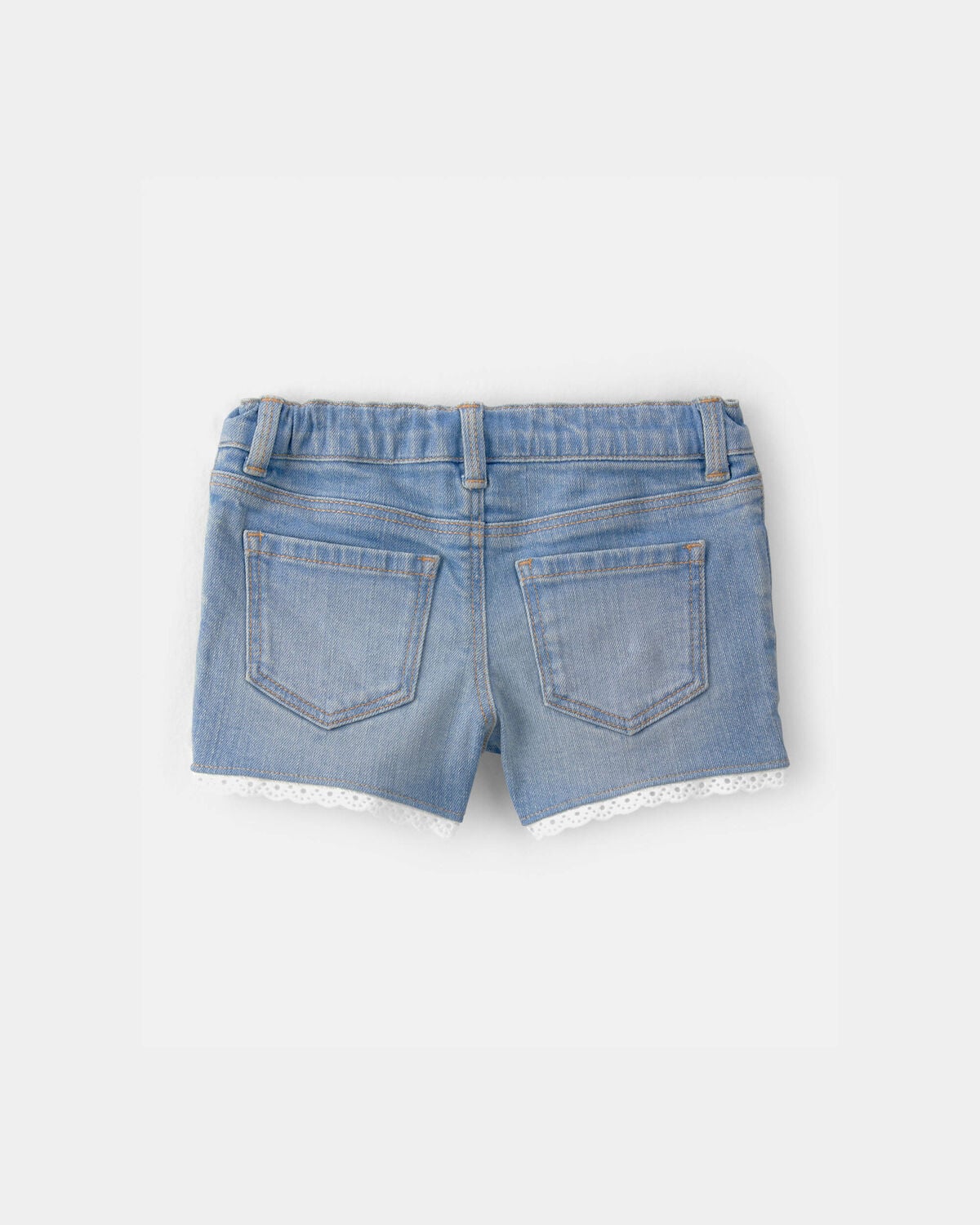 Toddler Girl Eyelet Trim Denim Shorts - Light Wash - Image 2
