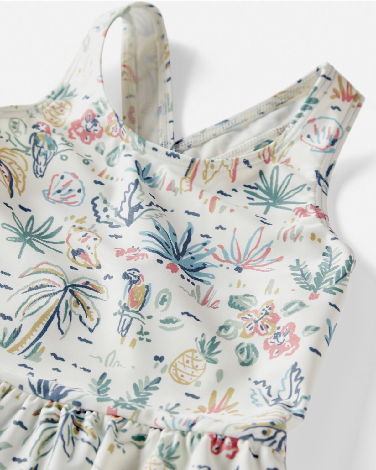 Toddler Girl Recycled Swimsuit in Tropical Paradise - Image 3