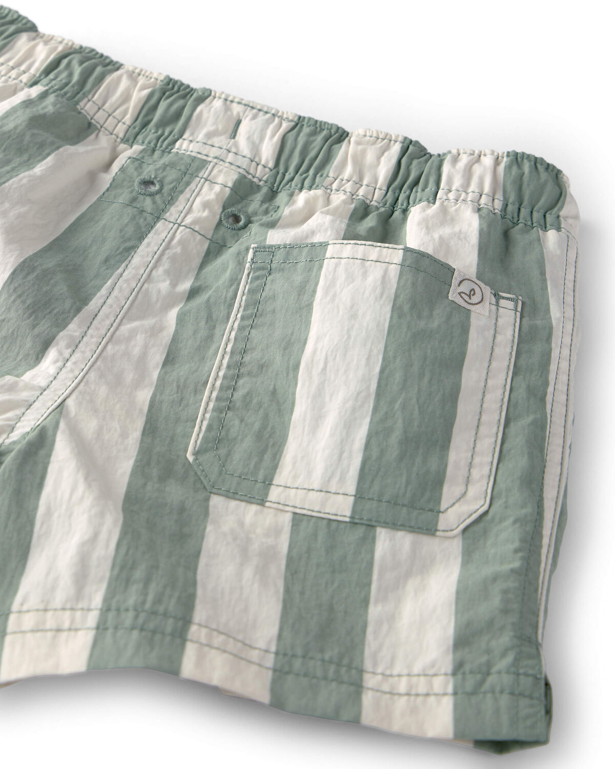 Toddler Boy Recycled Swim Trunks in Stripes - Image 3
