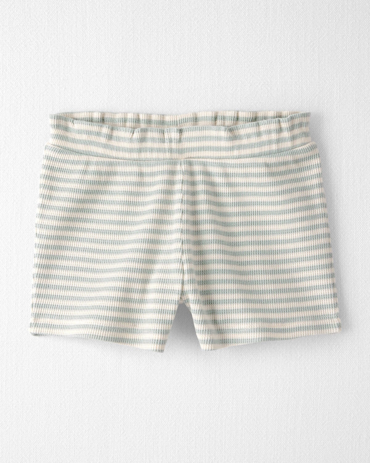 Toddler Girl 2-Piece Organic Cotton Waffle Knit Top & Short Set in Stripes - Image 2