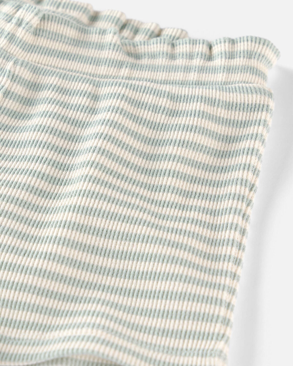 Toddler Girl 2-Piece Organic Cotton Waffle Knit Top & Short Set in Stripes - Image 3