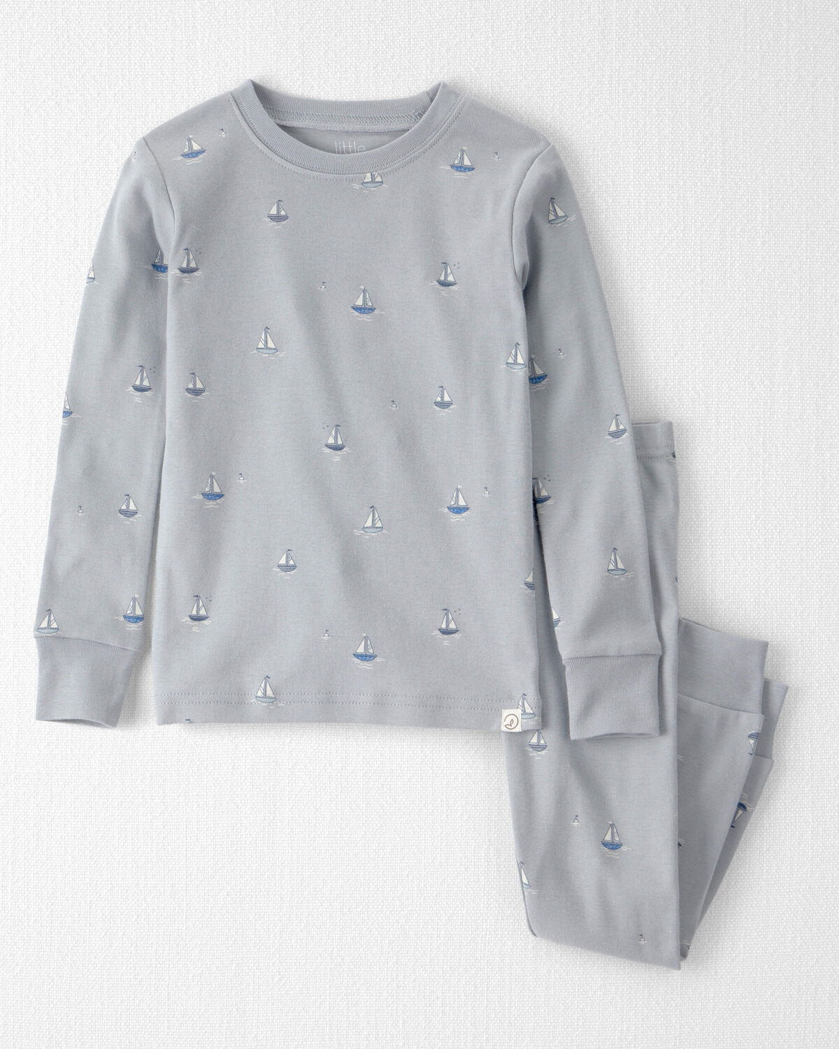 Toddler 2-Piece Organic Cotton Ribbed Pajama Set in Sail Away Print
