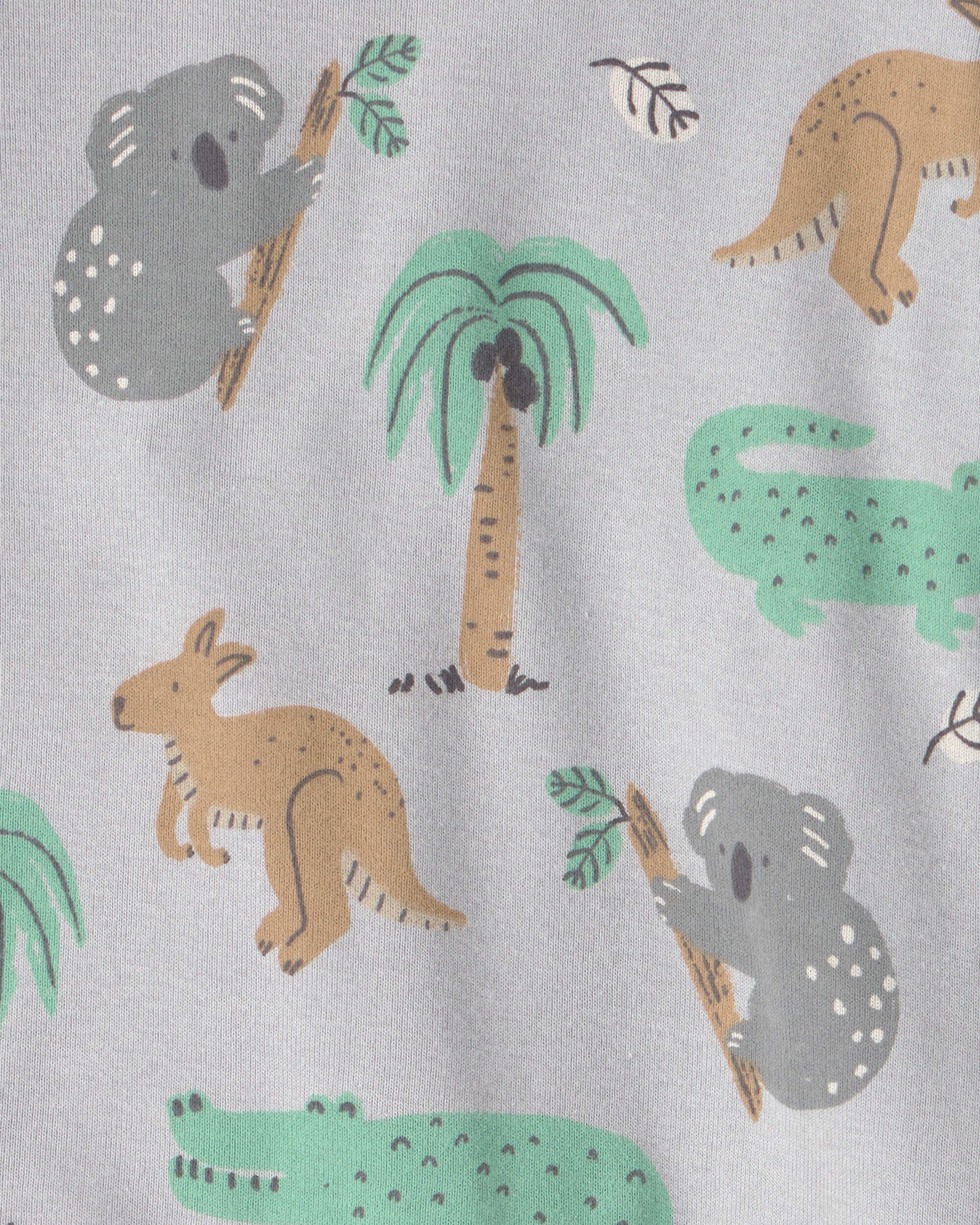 Toddler 2-Piece Organic Cotton Ribbed Pajama Set in Aussie Friends Print - Image 4