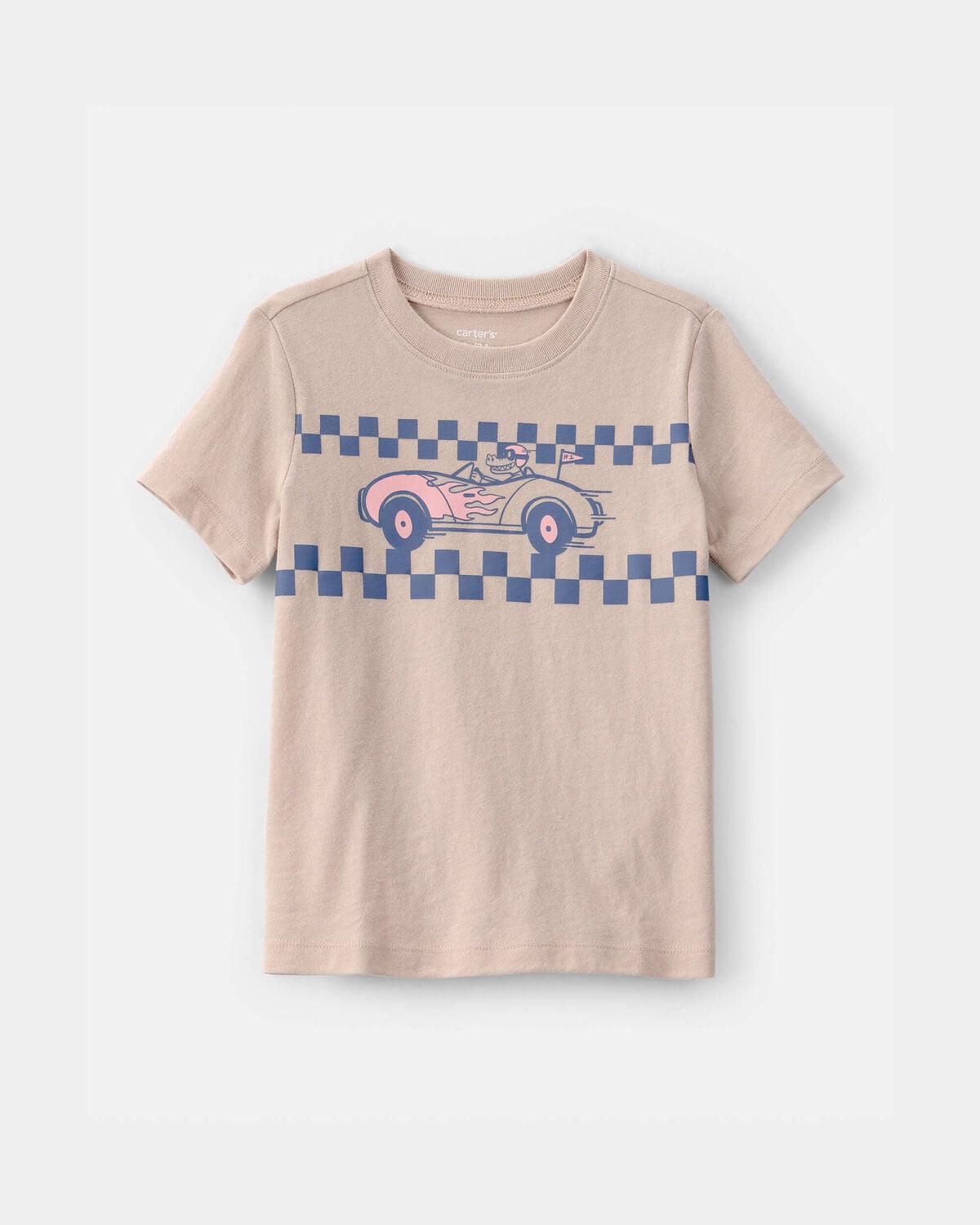 Toddler Boy Alligator Race Car Graphic Tee - Tan