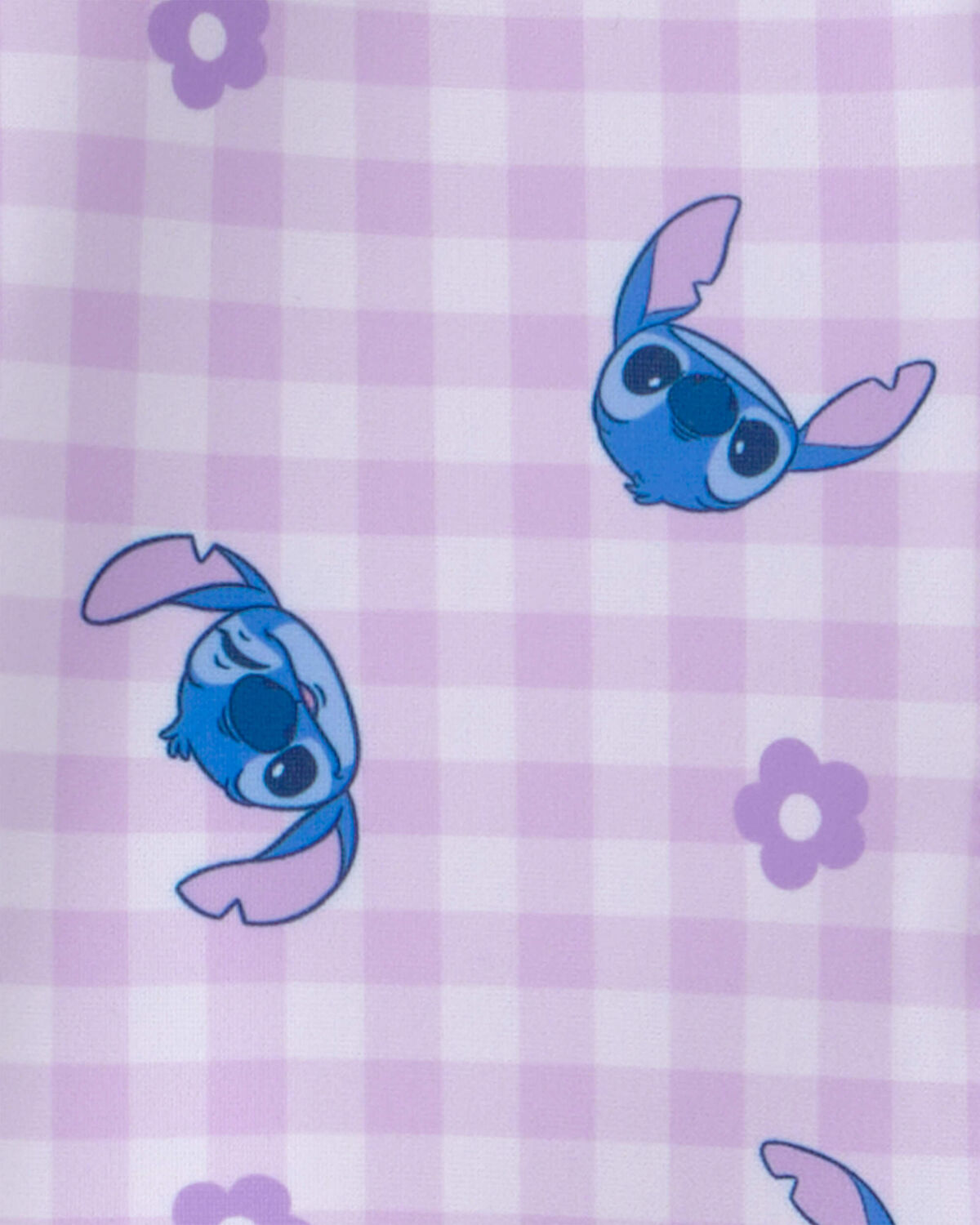 Toddler Girl 2-Piece Disney© Lilo & Stitch Gingham Long-Sleeve Rashguard Swimsuit Set - Purple - Image 3
