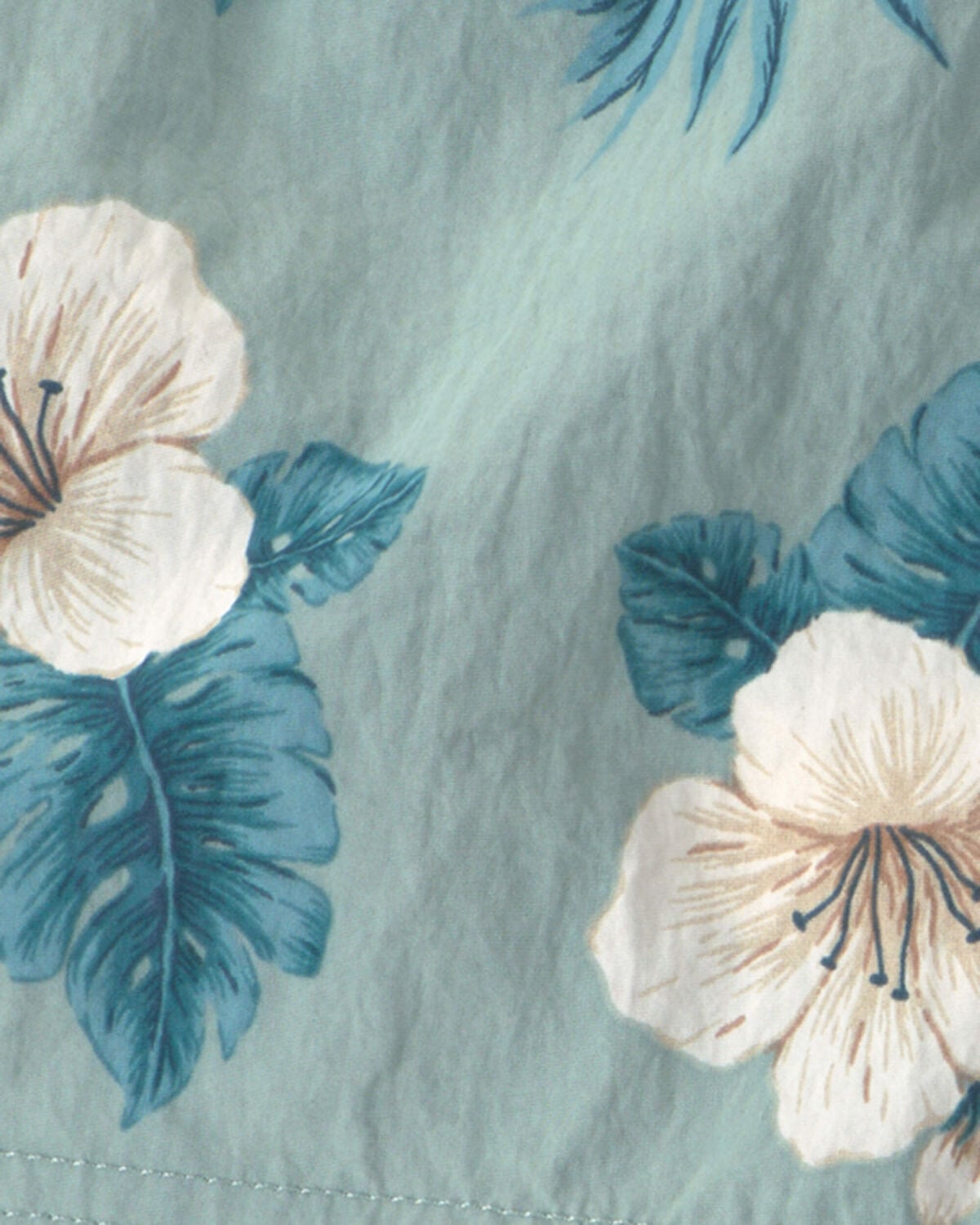 Toddler Boy Recycled Swim Trunks in in Blue Hibiscus - Image 4