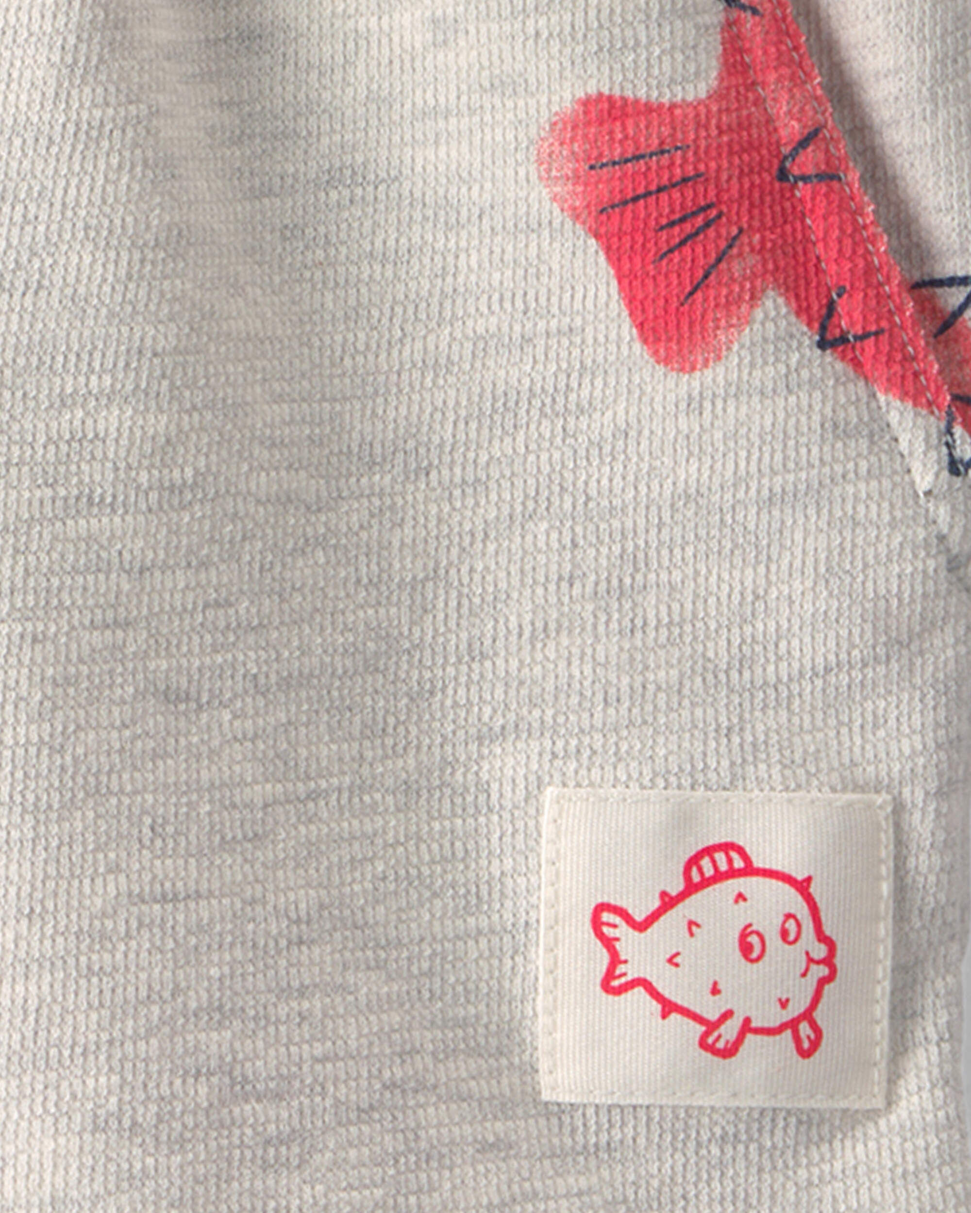 Toddler Boy Pufferfish French Terry Shorts - Grey/Red - Image 4