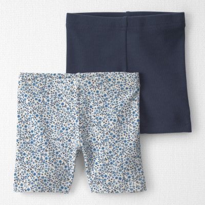 Toddler Girl 2-Pack Organic Cotton Ribbed Pedal Shorts