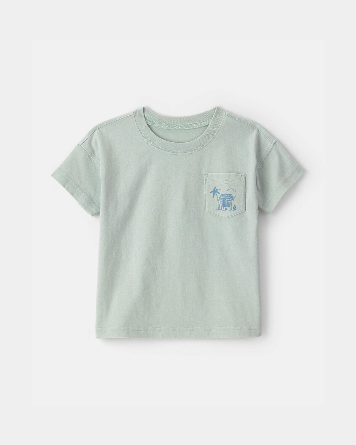 Toddler Boy Tropical Beach Pocket Tee - Mint Blue