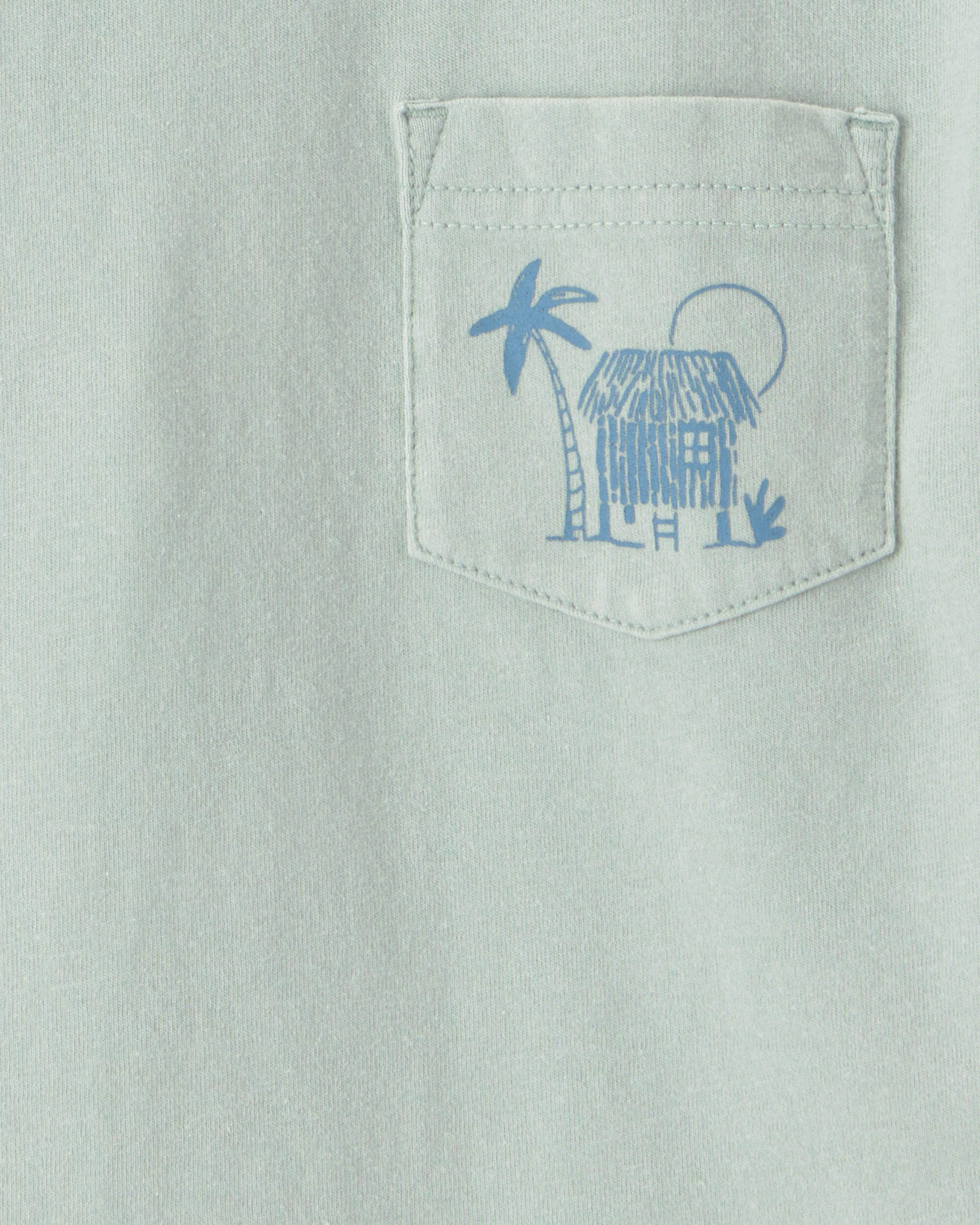 Toddler Boy Tropical Beach Pocket Tee - Mint Blue - Image 3