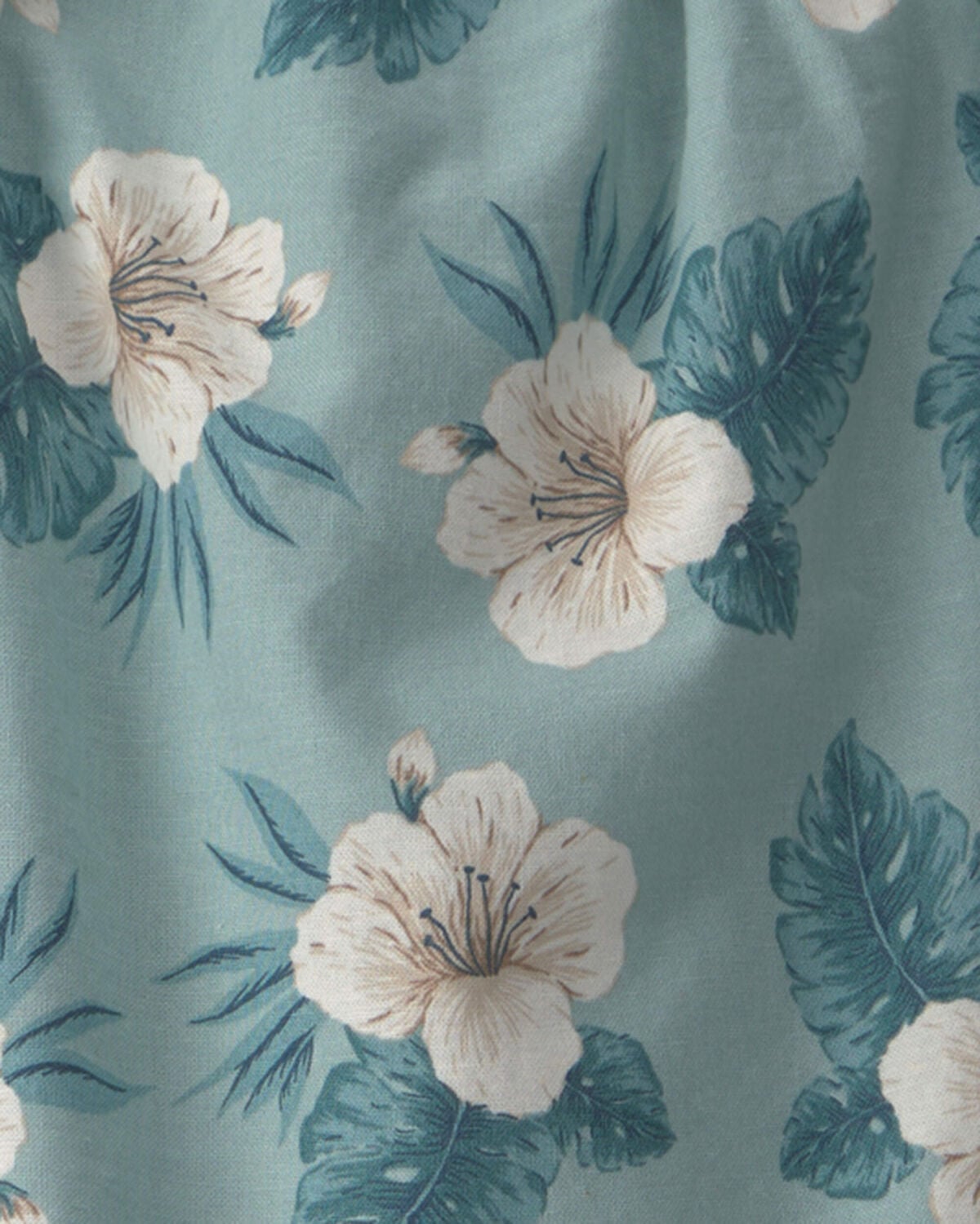 Toddler Girl 2-Piece Linen Top & Short Set Made with Organic Cotton in Blue Hibiscus - Image 4