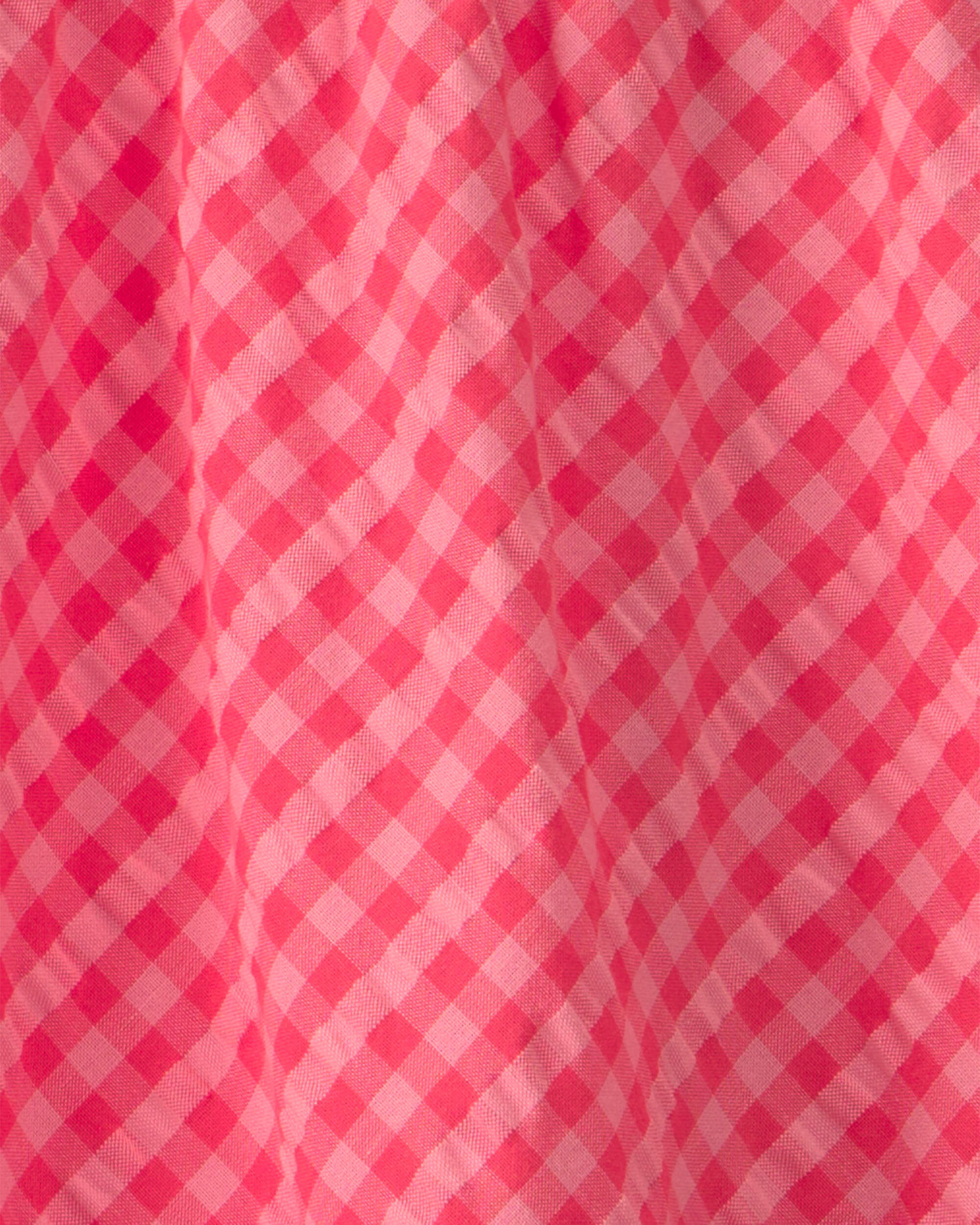 Toddler Girl Gingham Tiered Dress - Coral - Image 4