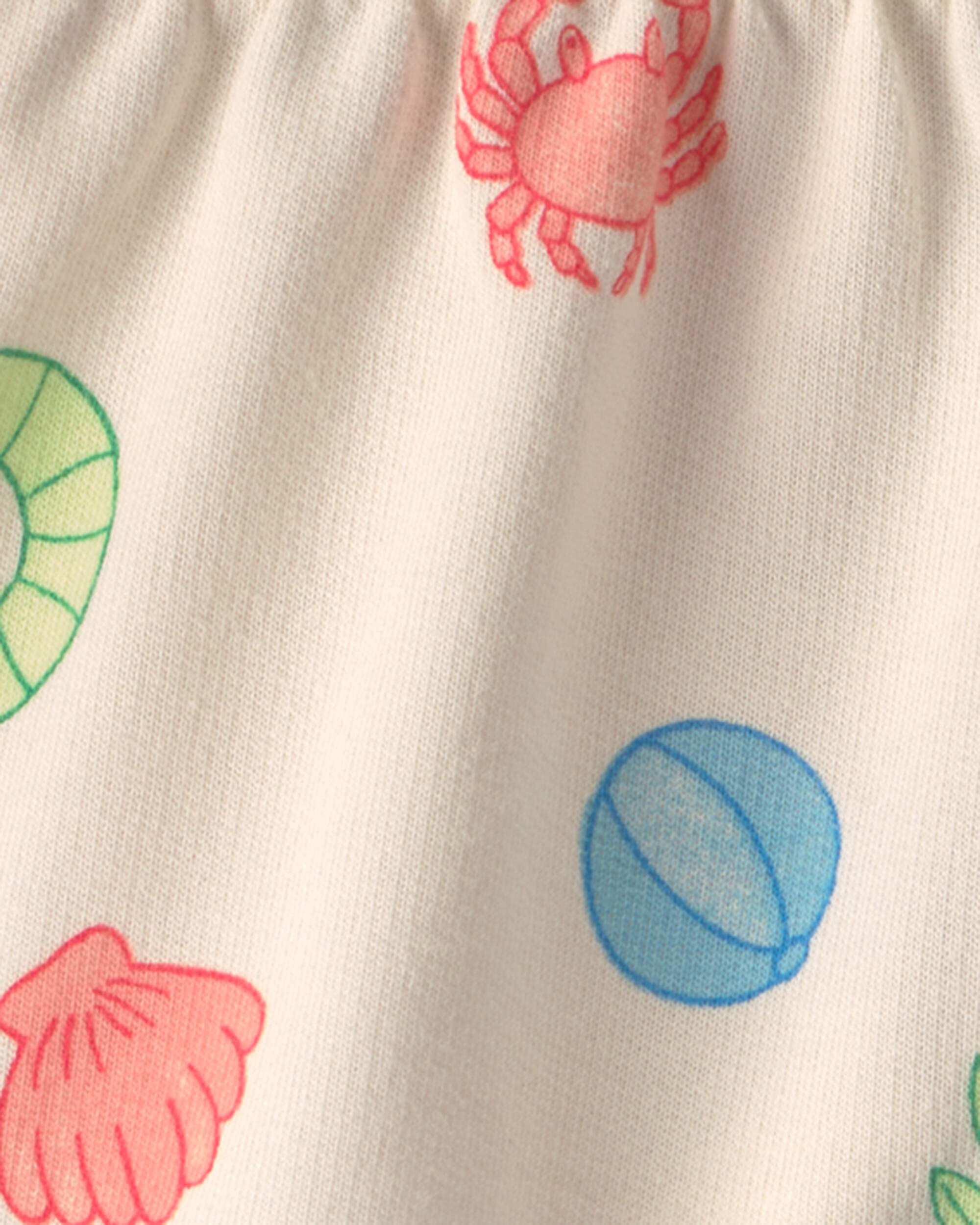 Toddler Girl Beach French Terry Shorts - Cream - Image 4