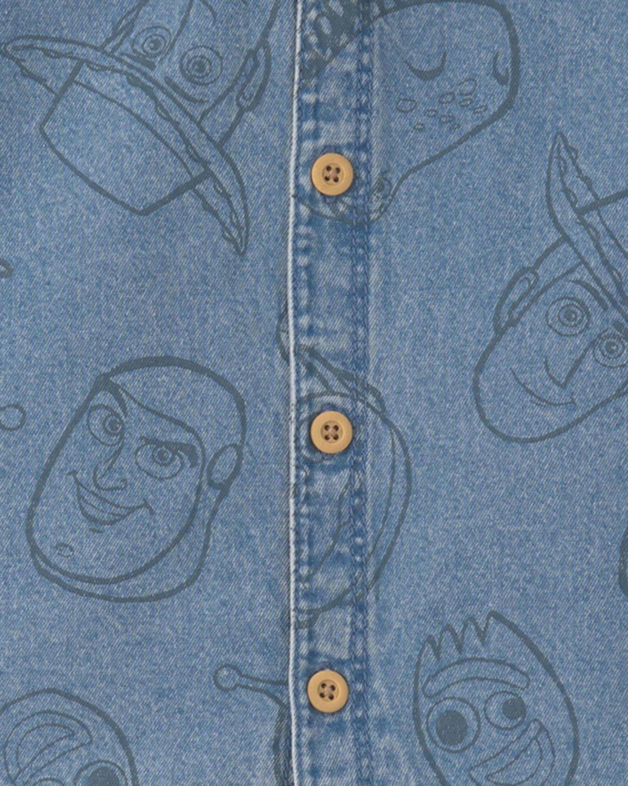 Toddler Boy 2-Piece Pixar© Toy Story Chambray Short-Sleeve Top & Short Set - Medium Wash - Image 3