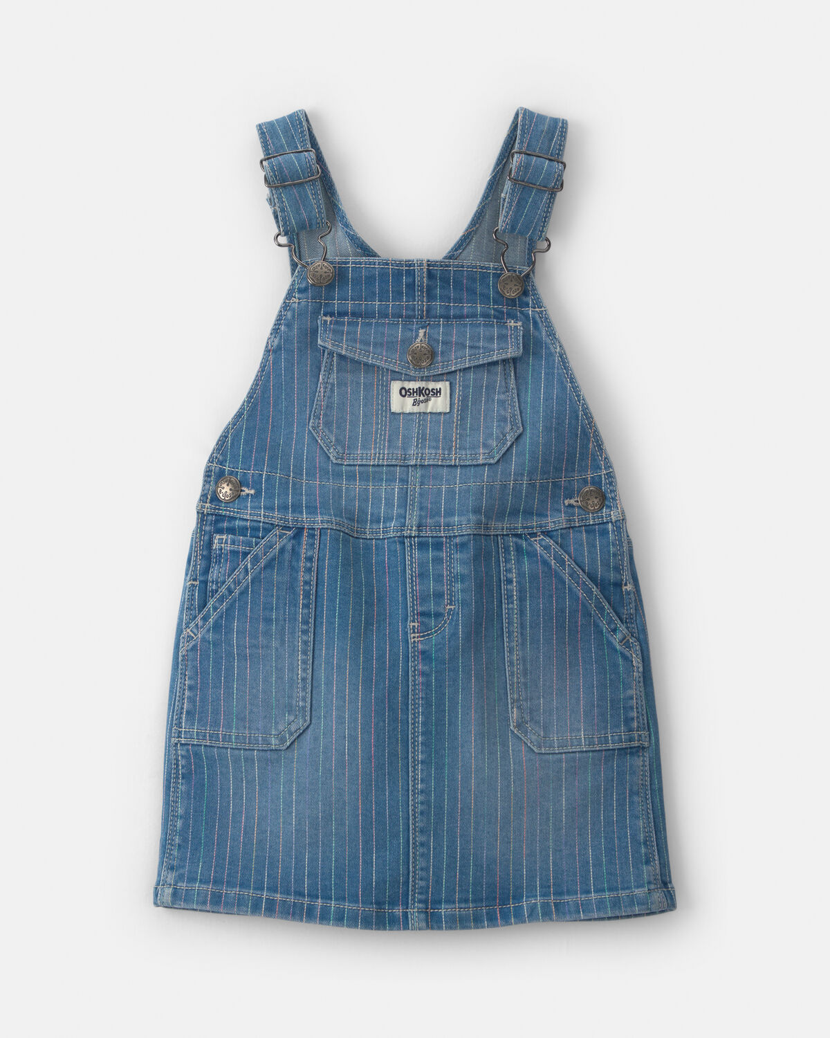 Toddler Girl Rainbow Stripe Denim Skirtall - Medium Wash