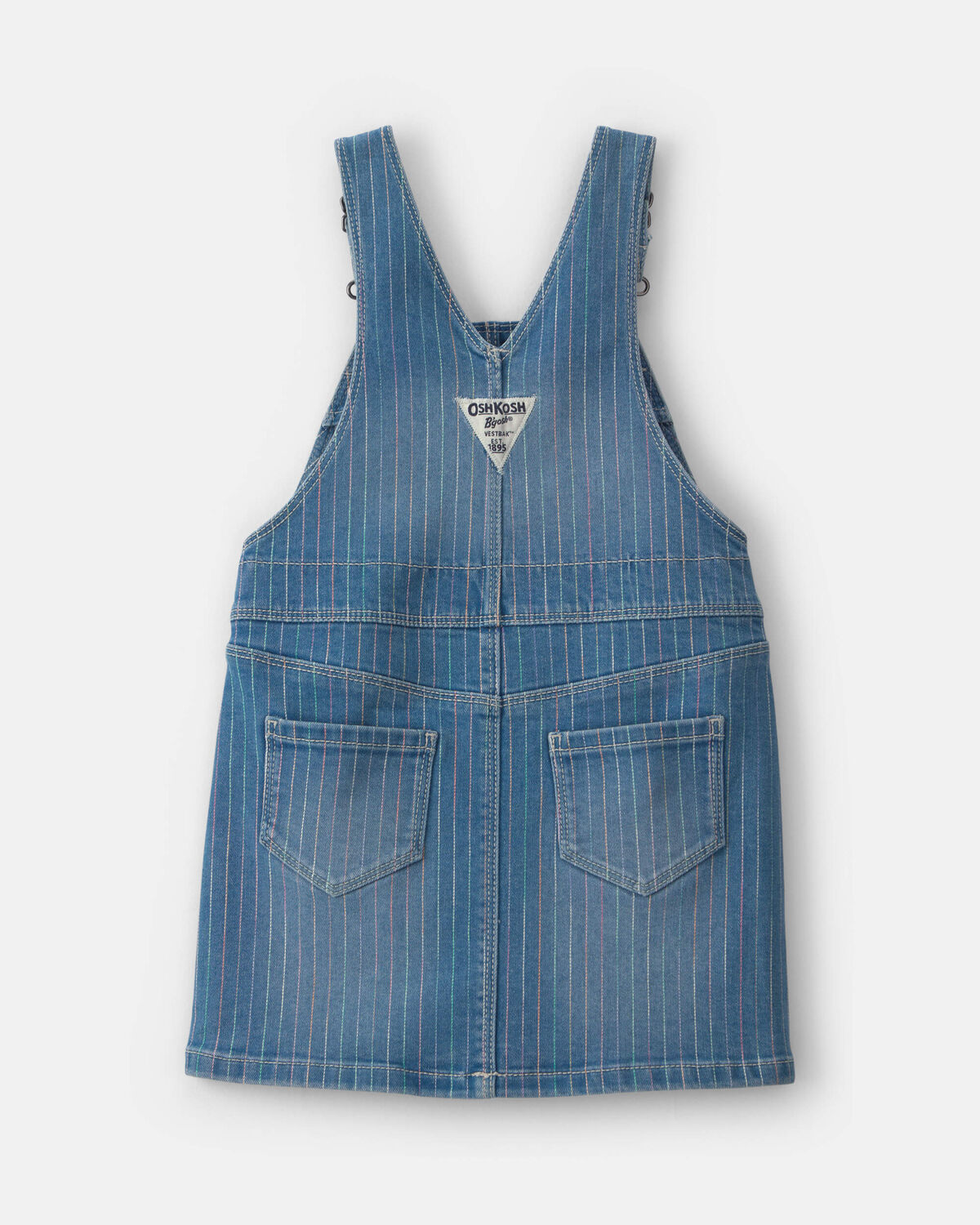 Toddler Girl Rainbow Stripe Denim Skirtall - Medium Wash - Image 2