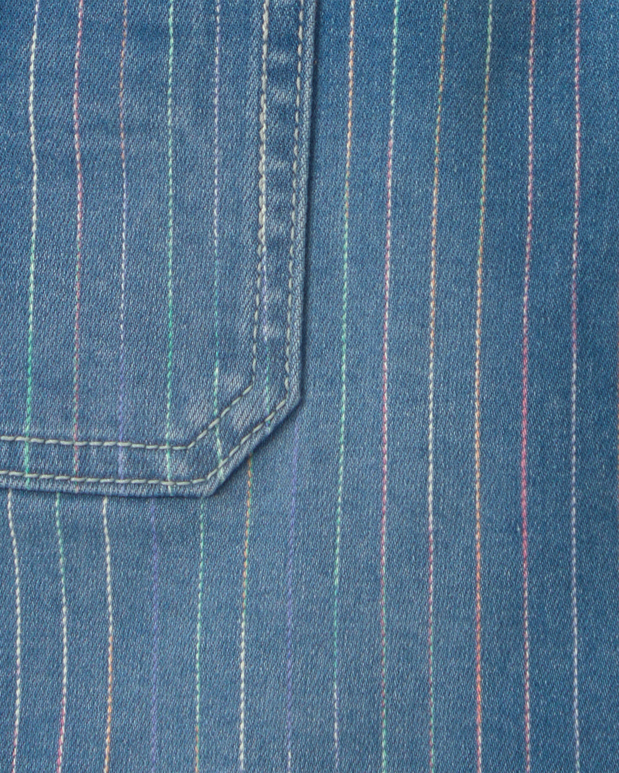 Toddler Girl Rainbow Stripe Denim Skirtall - Medium Wash - Image 4
