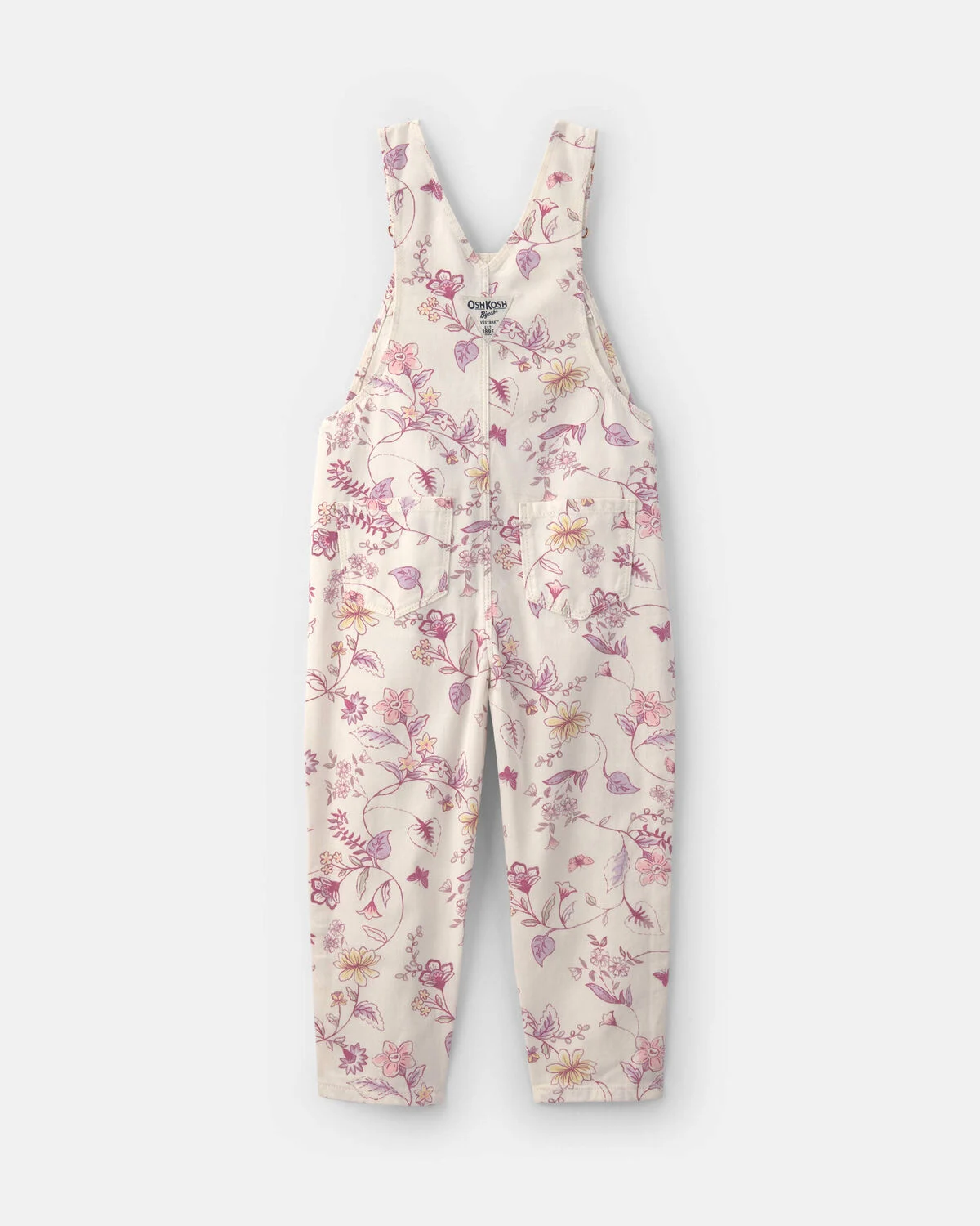 Toddler Girl Floral Overalls - Ivory - Image 2