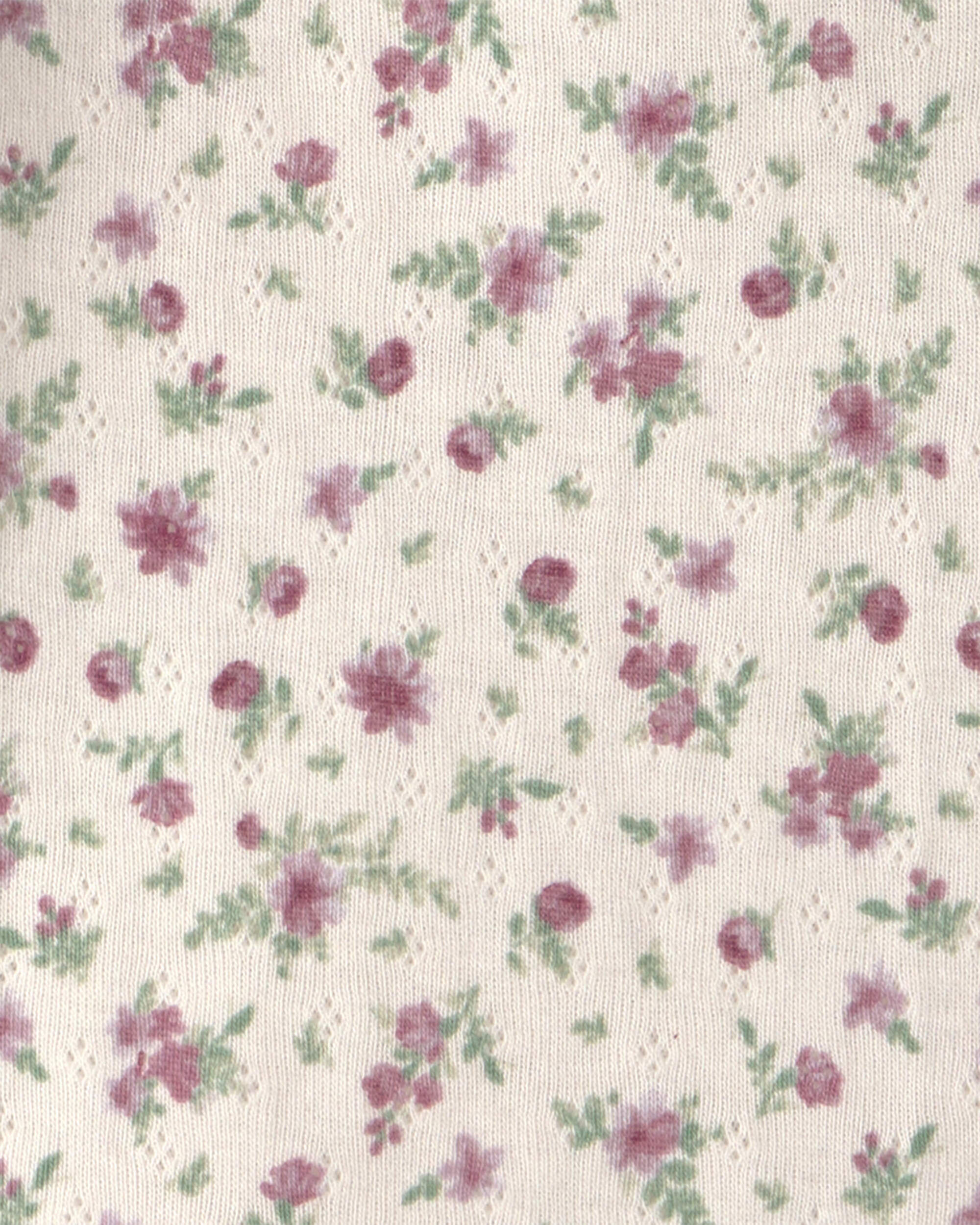 Toddler Girl Floral Henley Top - Ivory - Image 3