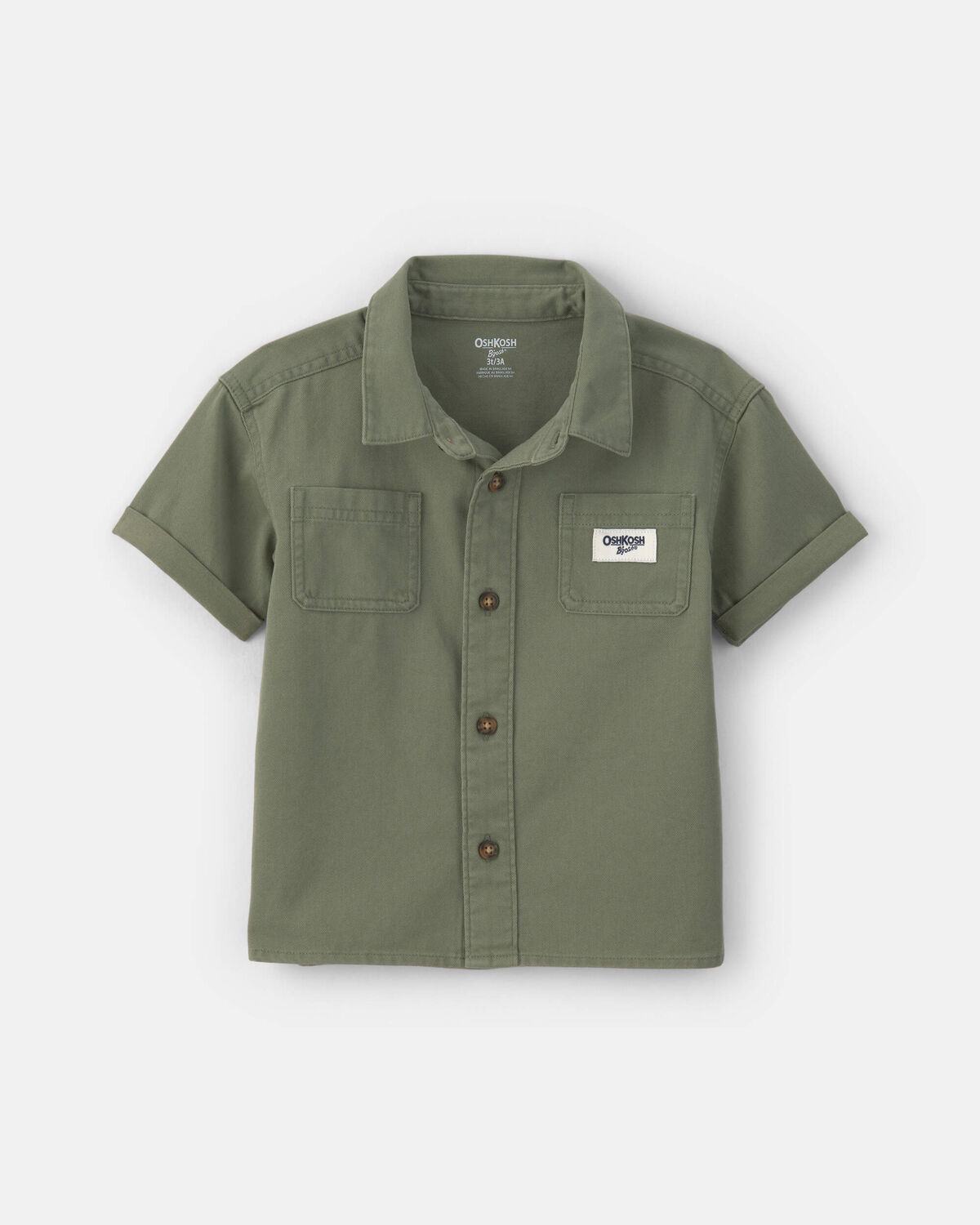 Toddler Boy OshKosh Logo Short-Sleeve Button-Down Shirt - Green - Image 2