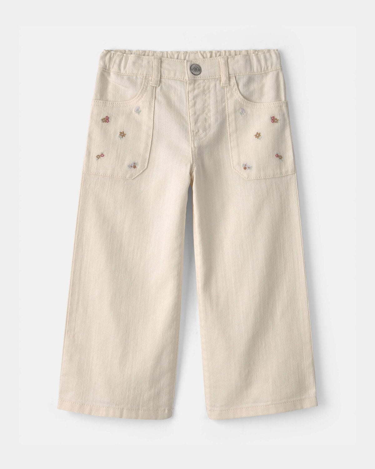 Toddler Girl Floral Twill Pants - Cream