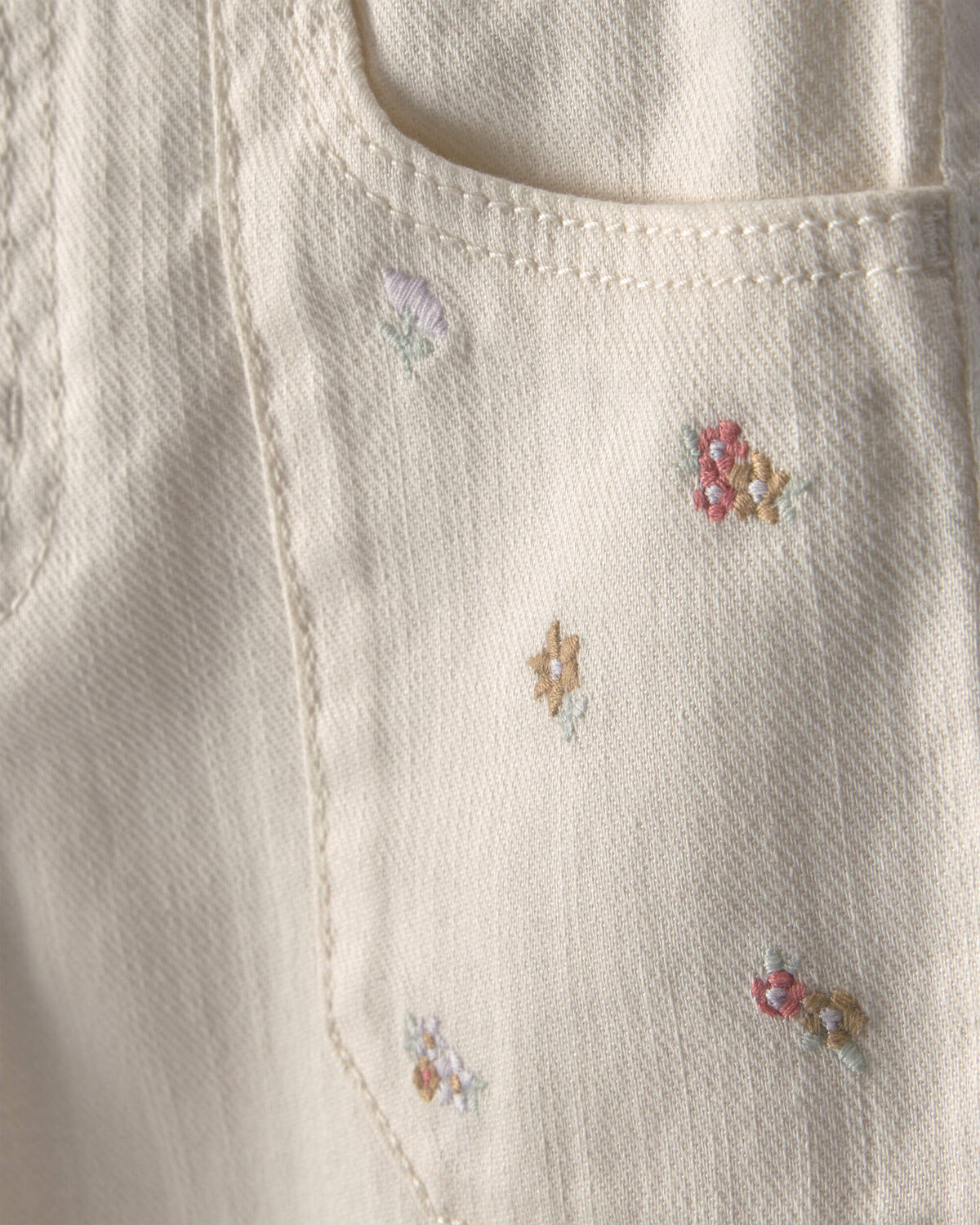 Toddler Girl Floral Twill Pants - Cream - Image 3