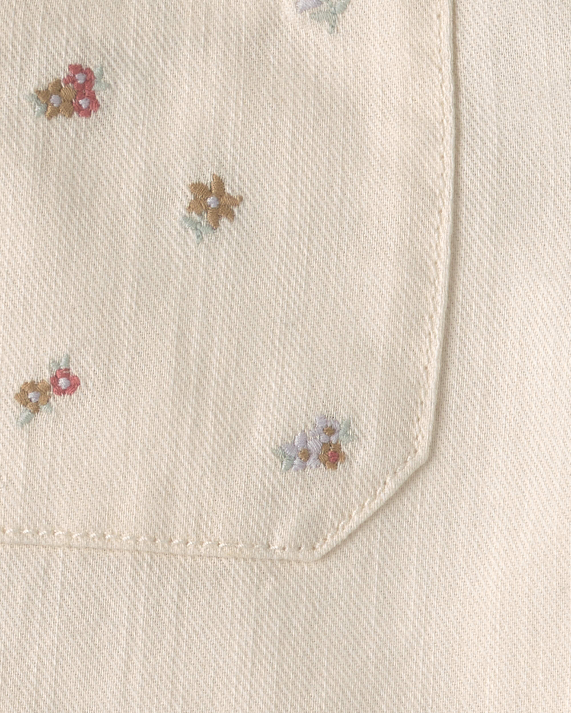 Toddler Girl Floral Twill Pants - Cream - Image 5