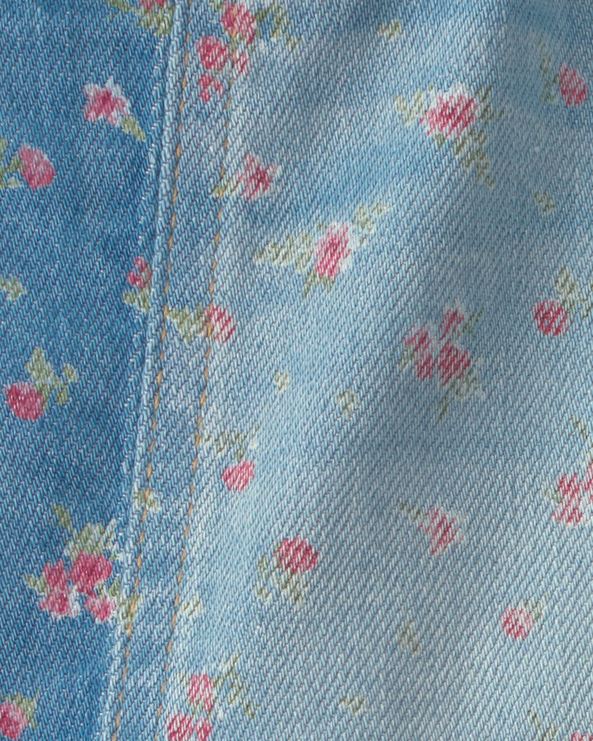 Toddler Girl Floral Denim Skirt - Light Wash - Image 3