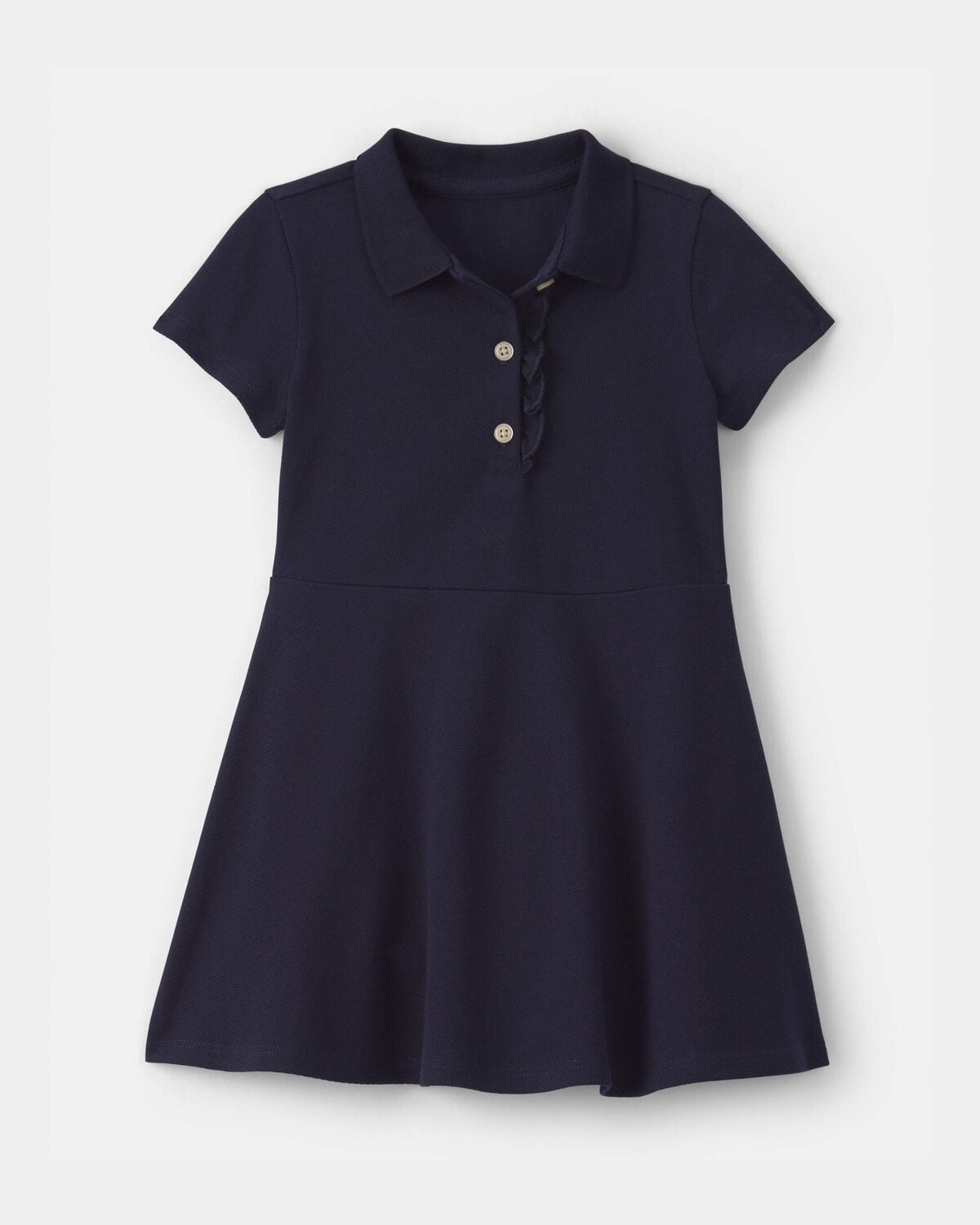 Toddler Girl Uniform Piqué Short-Sleeve Dress - Navy