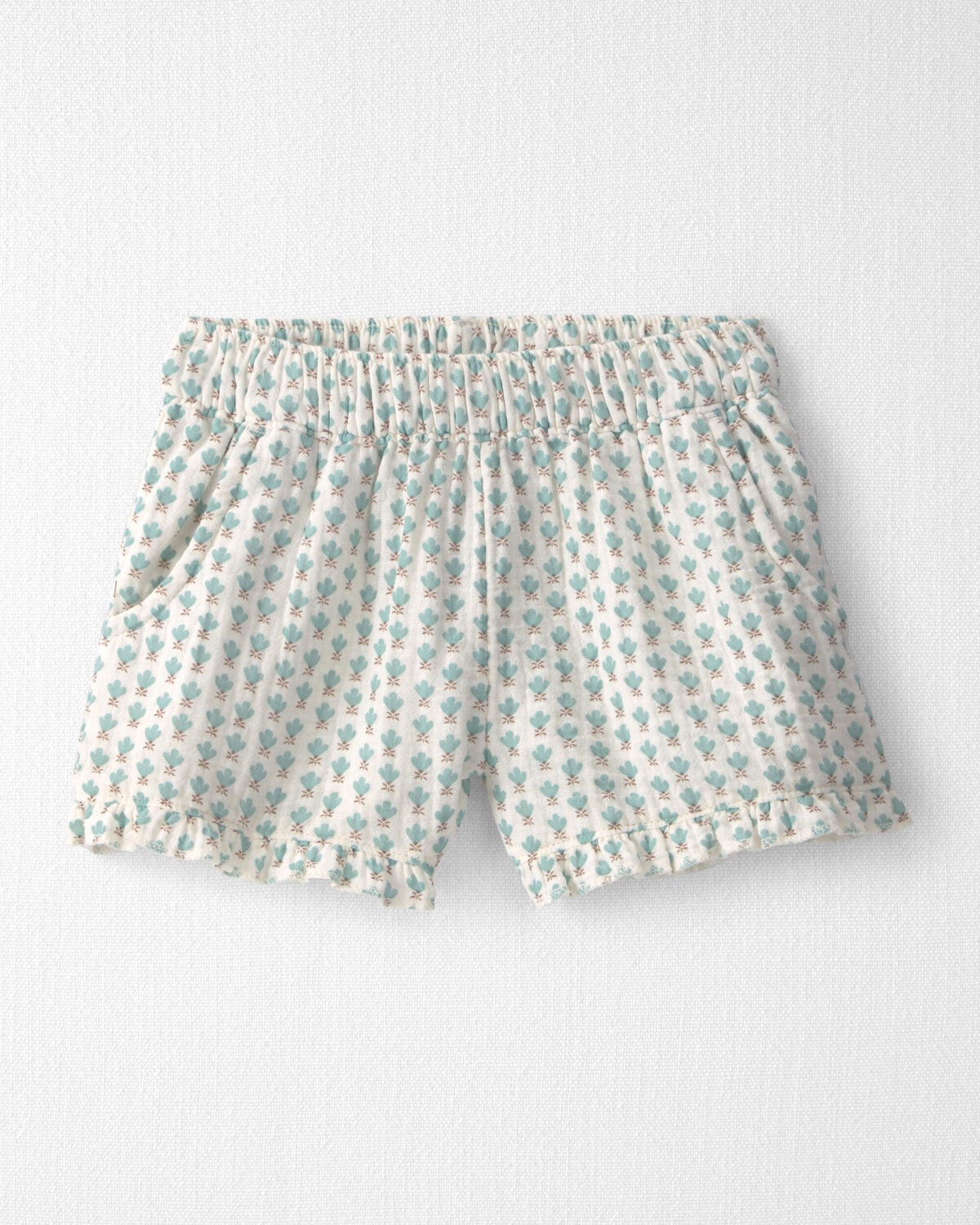 Toddler Girl 2-Piece Organic Cotton Gauze Top & Short Set in Floral - Image 2