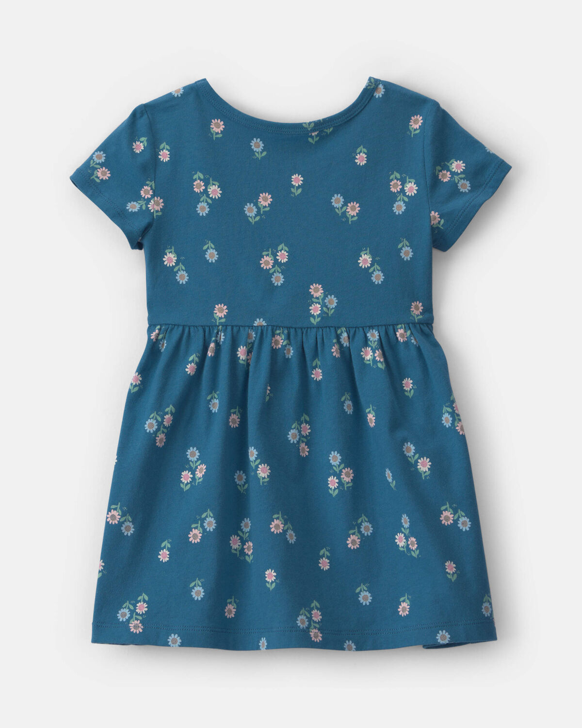 Toddler Girl Floral Short-Sleeve Dress - Navy Blue - Image 2