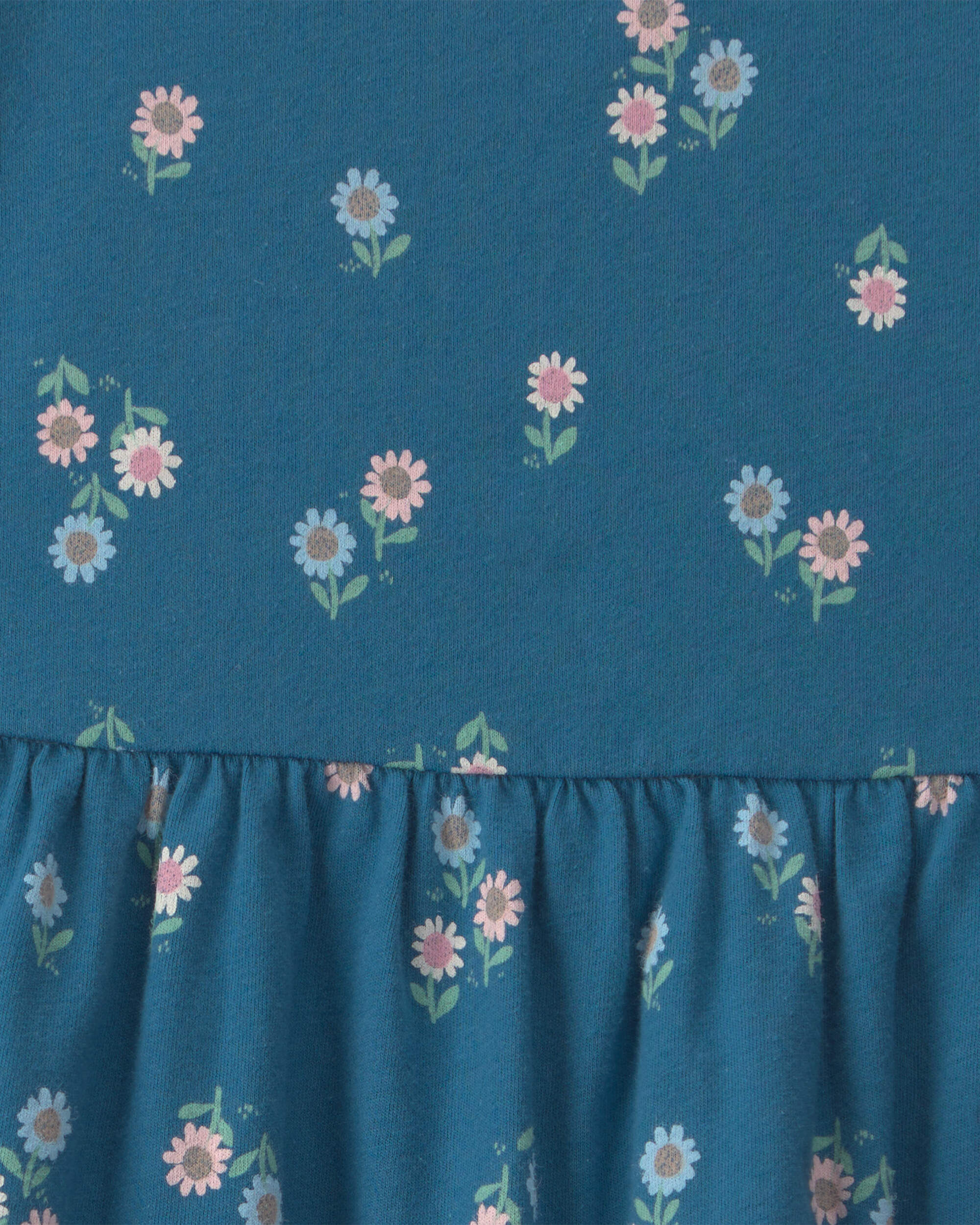 Toddler Girl Floral Short-Sleeve Dress - Navy Blue - Image 4