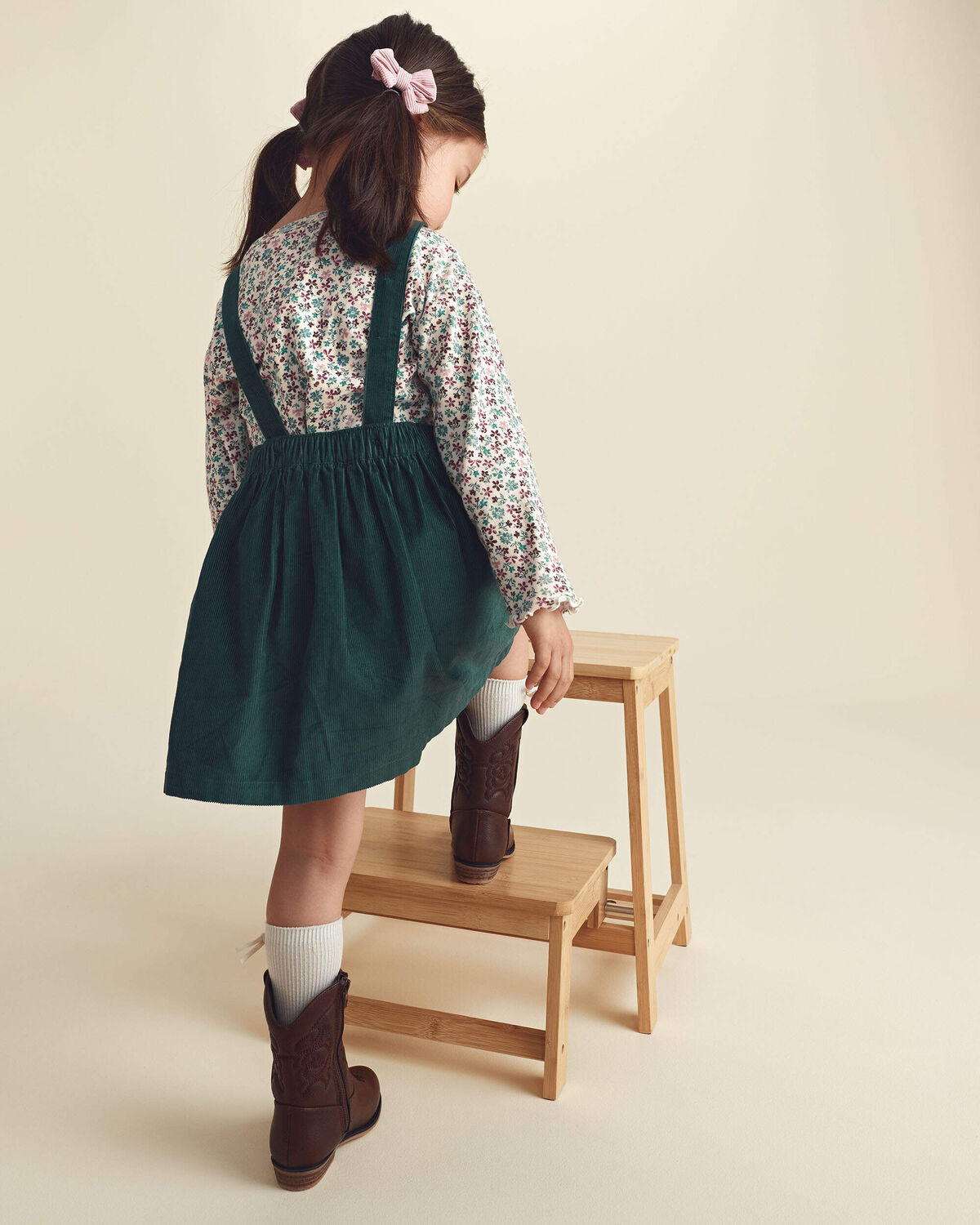 Toddler Girl 2-Piece Floral Corduroy Long-Sleeve Dress Set - Image 5