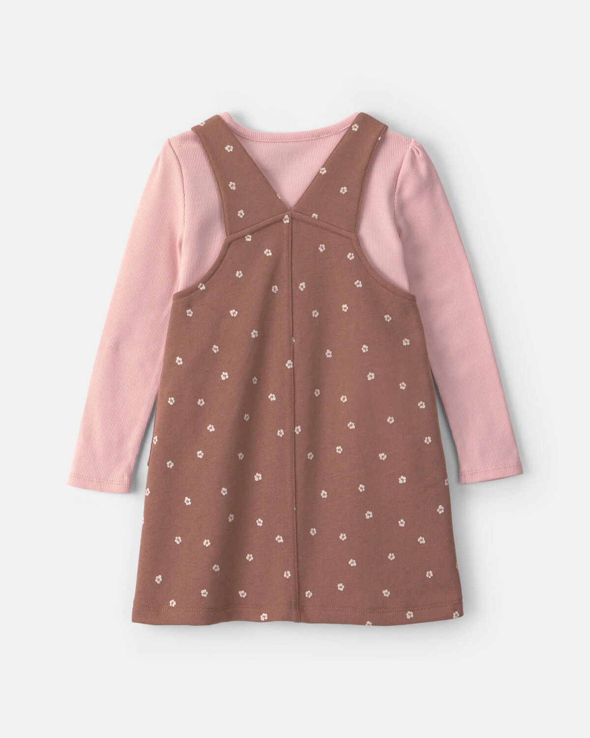 Toddler Girl Floral French Terry Long-Sleeve Dress Set - Pink/Brown - Image 2