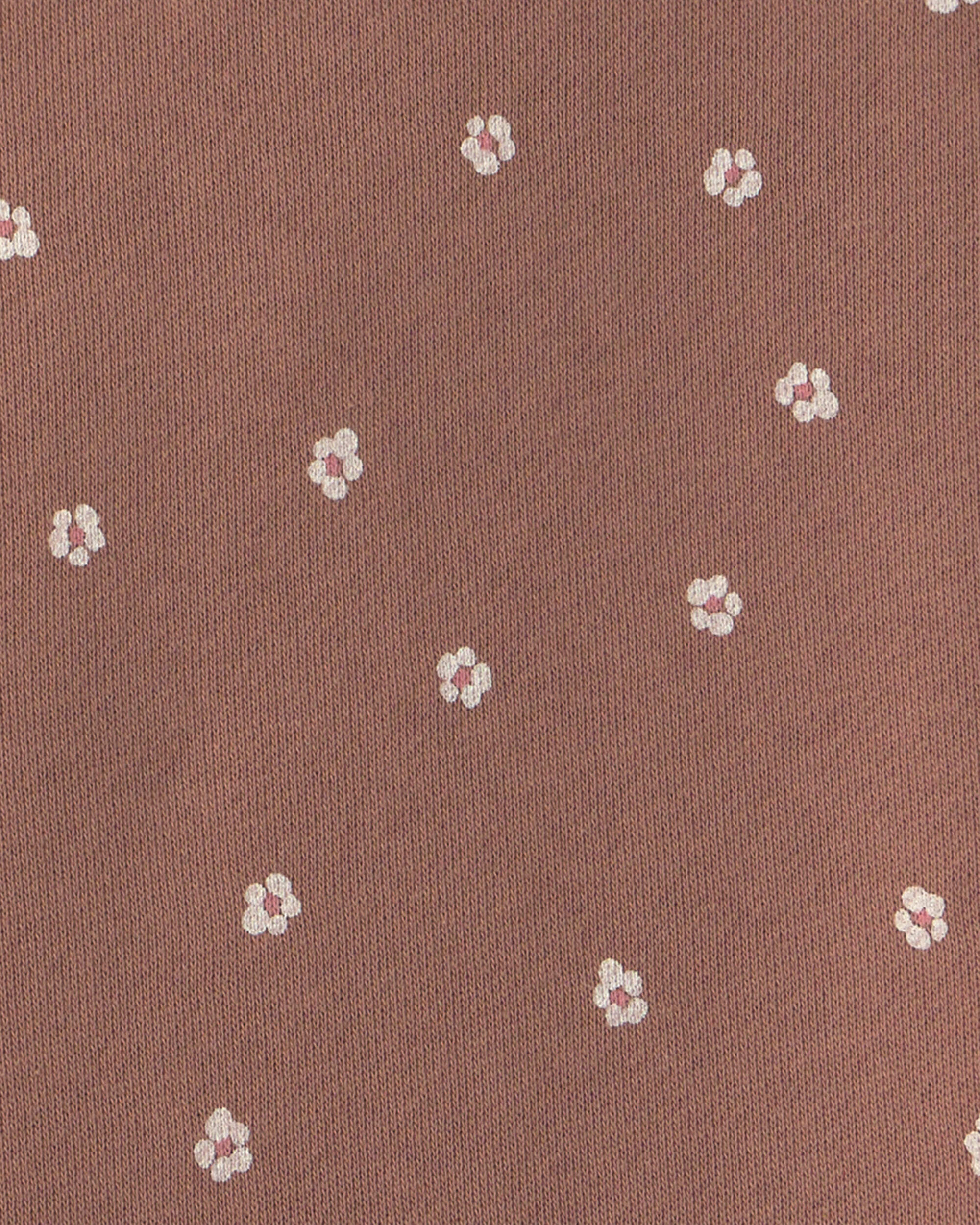 Toddler Girl Floral French Terry Long-Sleeve Dress Set - Pink/Brown - Image 6