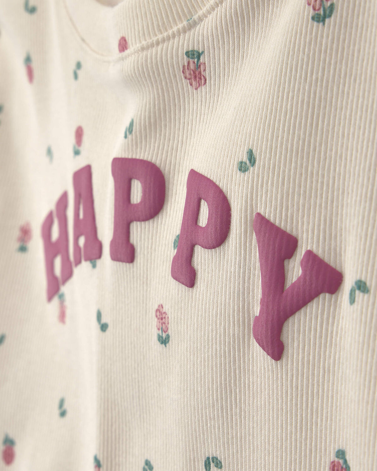 Toddler Girl 2-Piece 'Happy' Striped Twill Long-Sleeve Top & Pant Set - Pink/Cream - Image 4