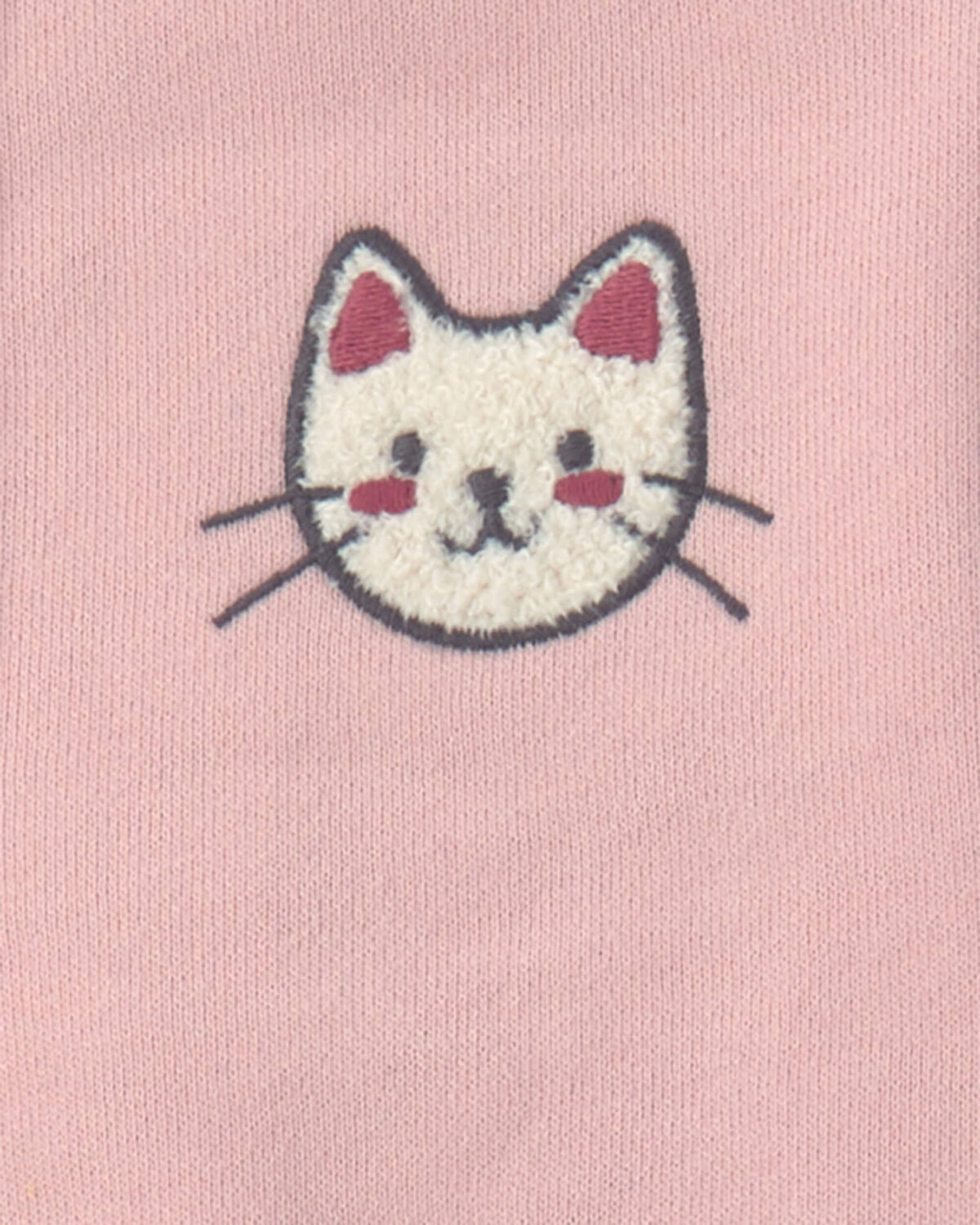 Toddler Girl 3-Piece Cat French Terry Long-Sleeve Layering Set - Pink/White - Image 5