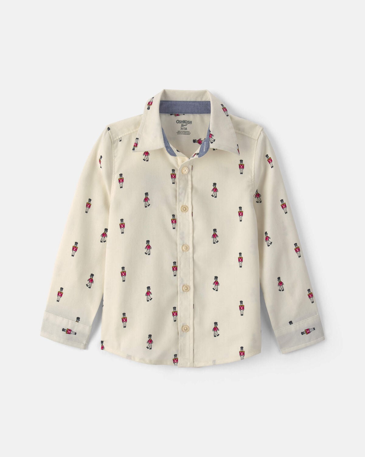 Toddler Boy Nutcracker Christmas Long-Sleeve Shirt - White