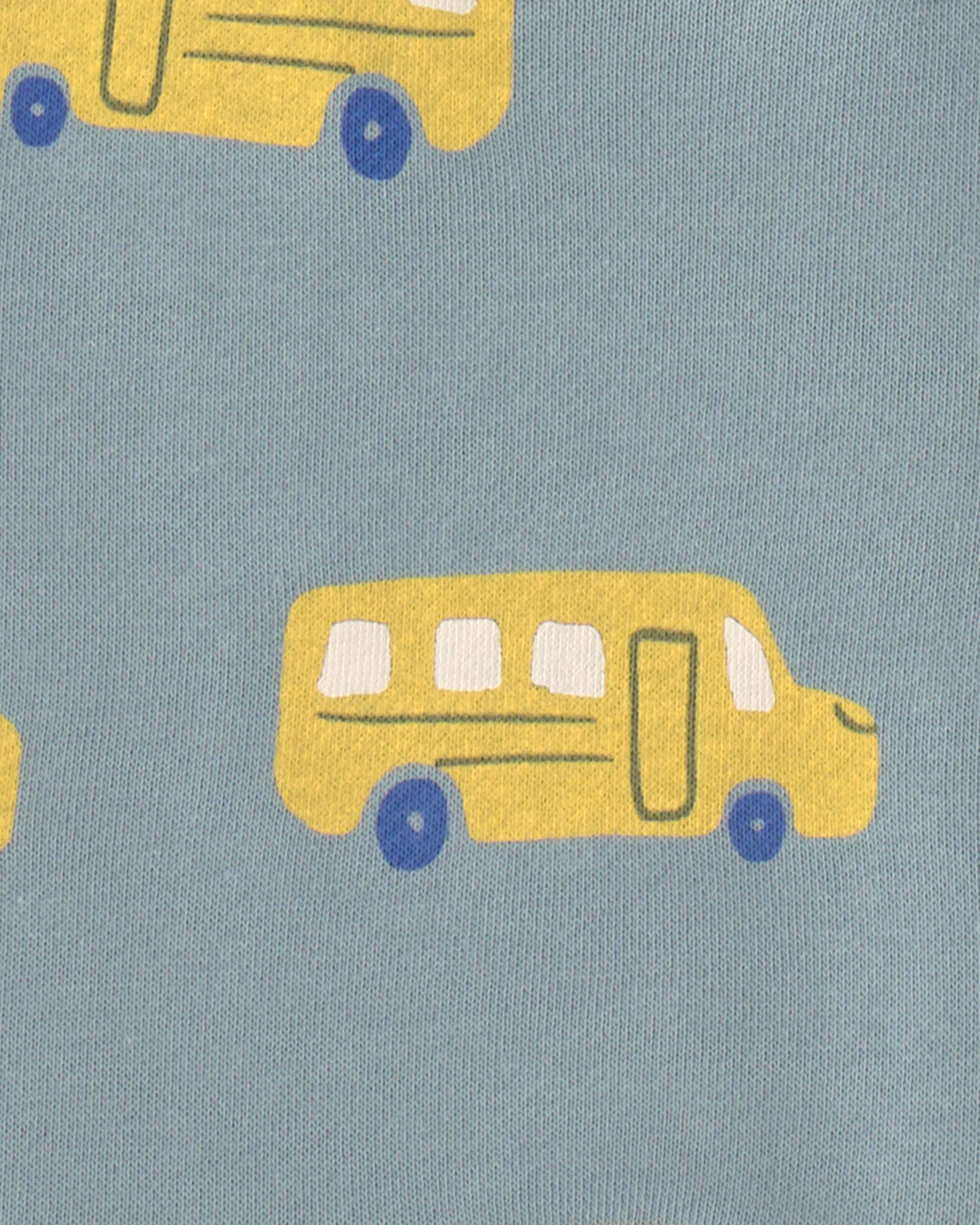 Toddler Boy 2-Piece School Bus French Terry Hoodie & Pant Set - Blue/Yellow - Image 4