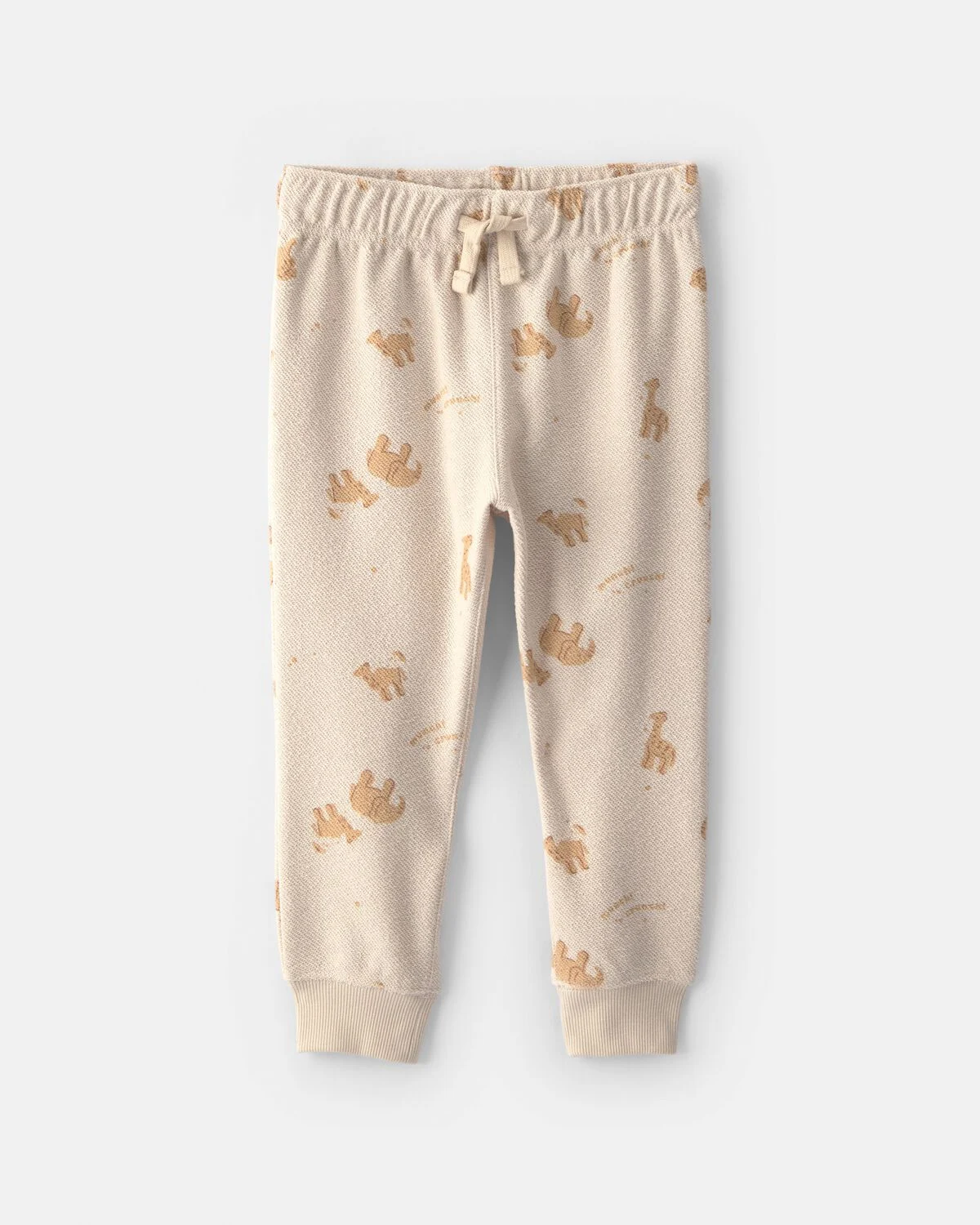 Toddler Boy 2-Piece Animal Cracker French Terry Top & Pant Set - Cream/Brown - Image 2